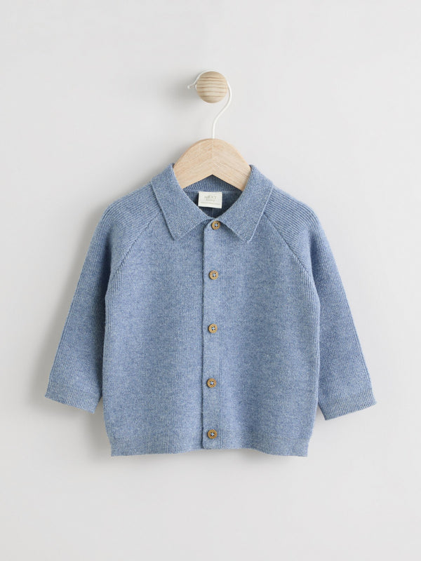 Blue Baby Zip Front Knitted Shaket Cardigan (0mths-2yrs)