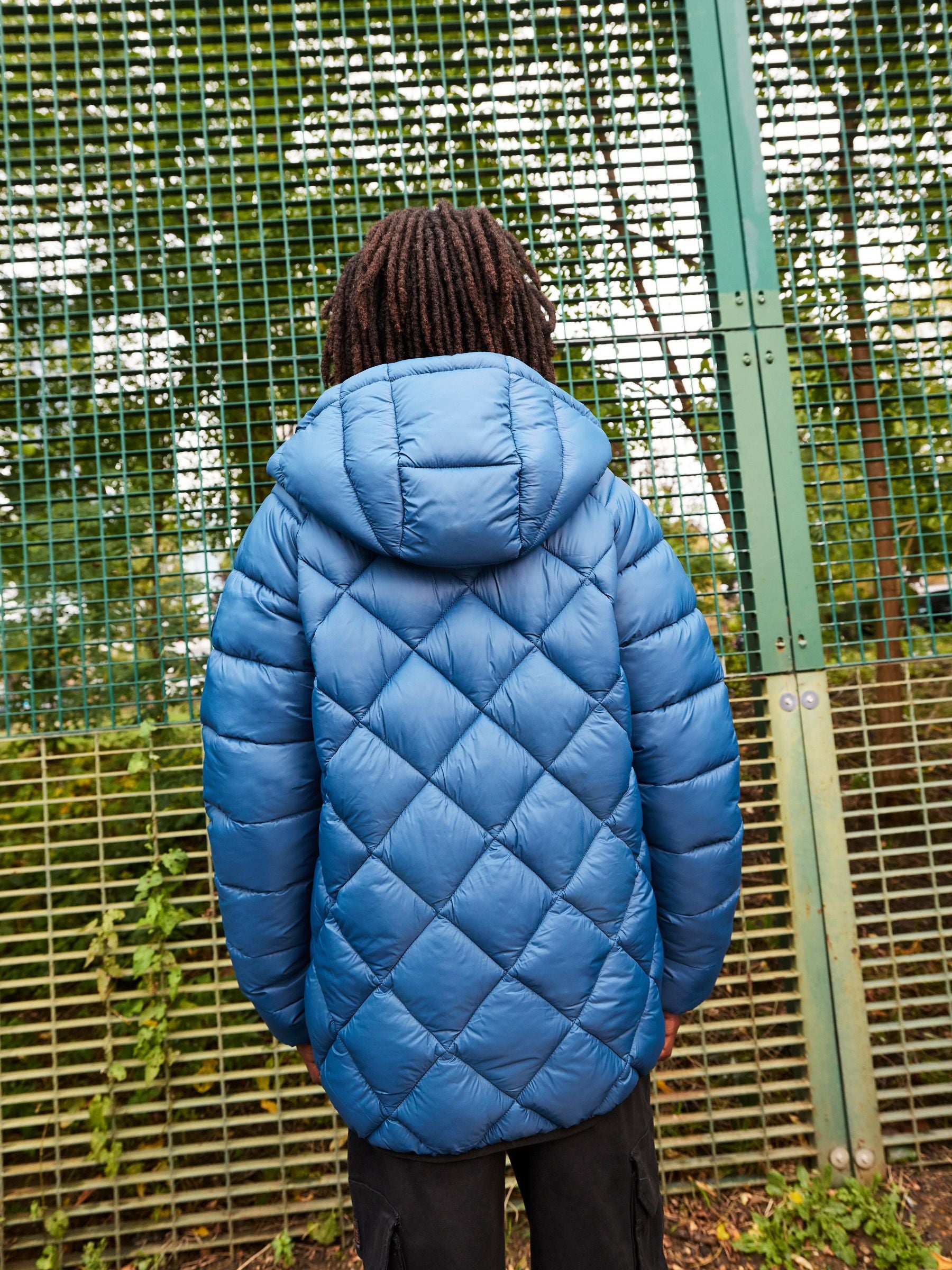 Teal Blue Quilted Midweight Hooded Jacket (3-16yrs)