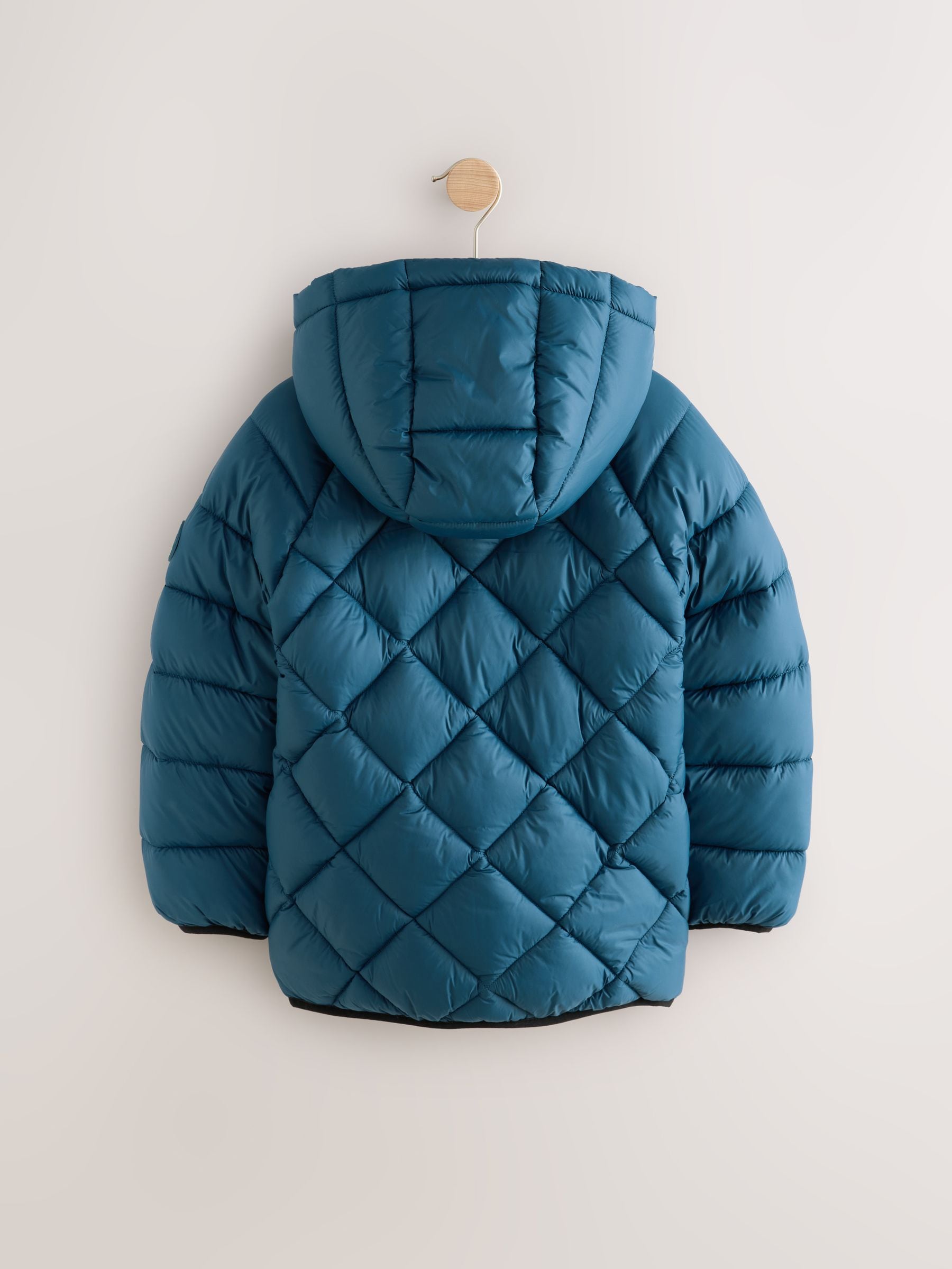 Teal Blue Quilted Midweight Hooded Jacket (3-16yrs)