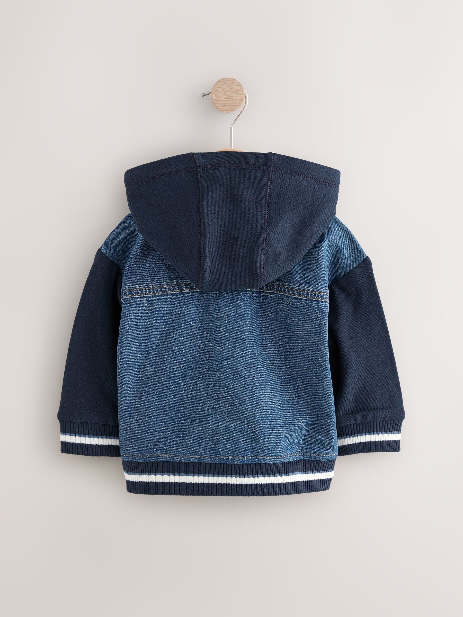 Navy 100% Cotton Denim Hooded Jacket (3mths-10yrs)