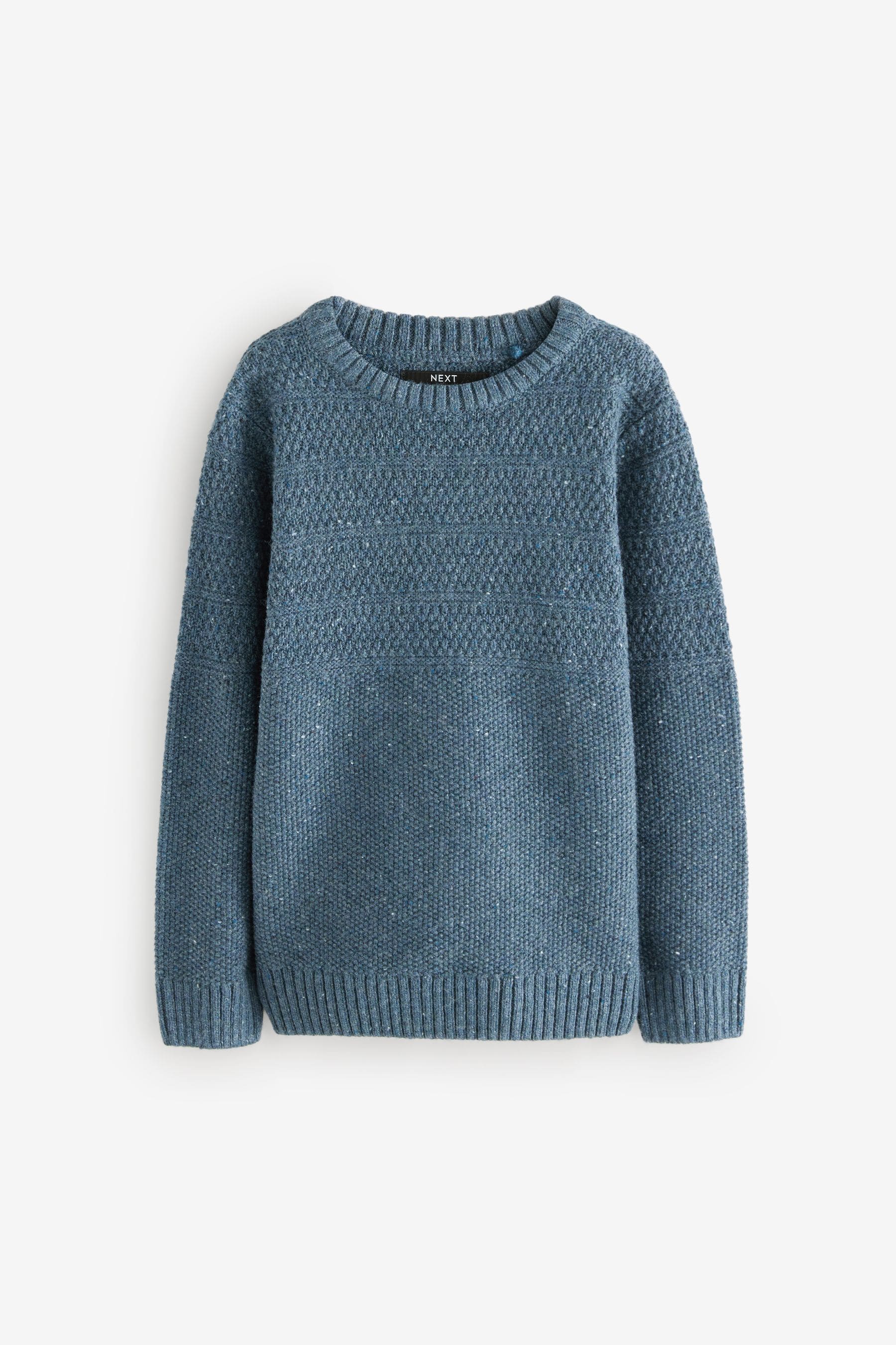 Blue Textured Crew Neck Jumper (3-16yrs)