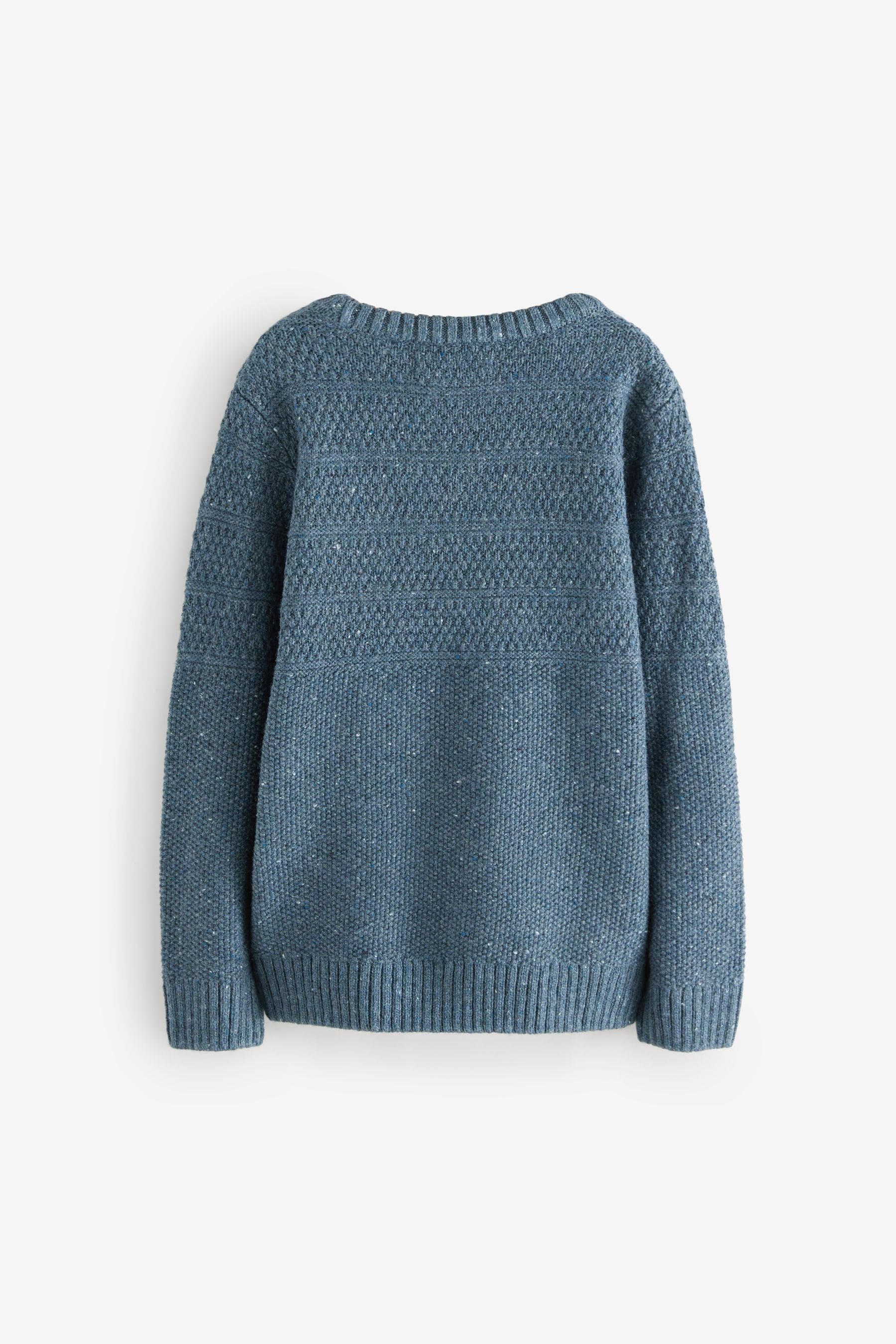 Blue Textured Crew Neck Jumper (3-16yrs)