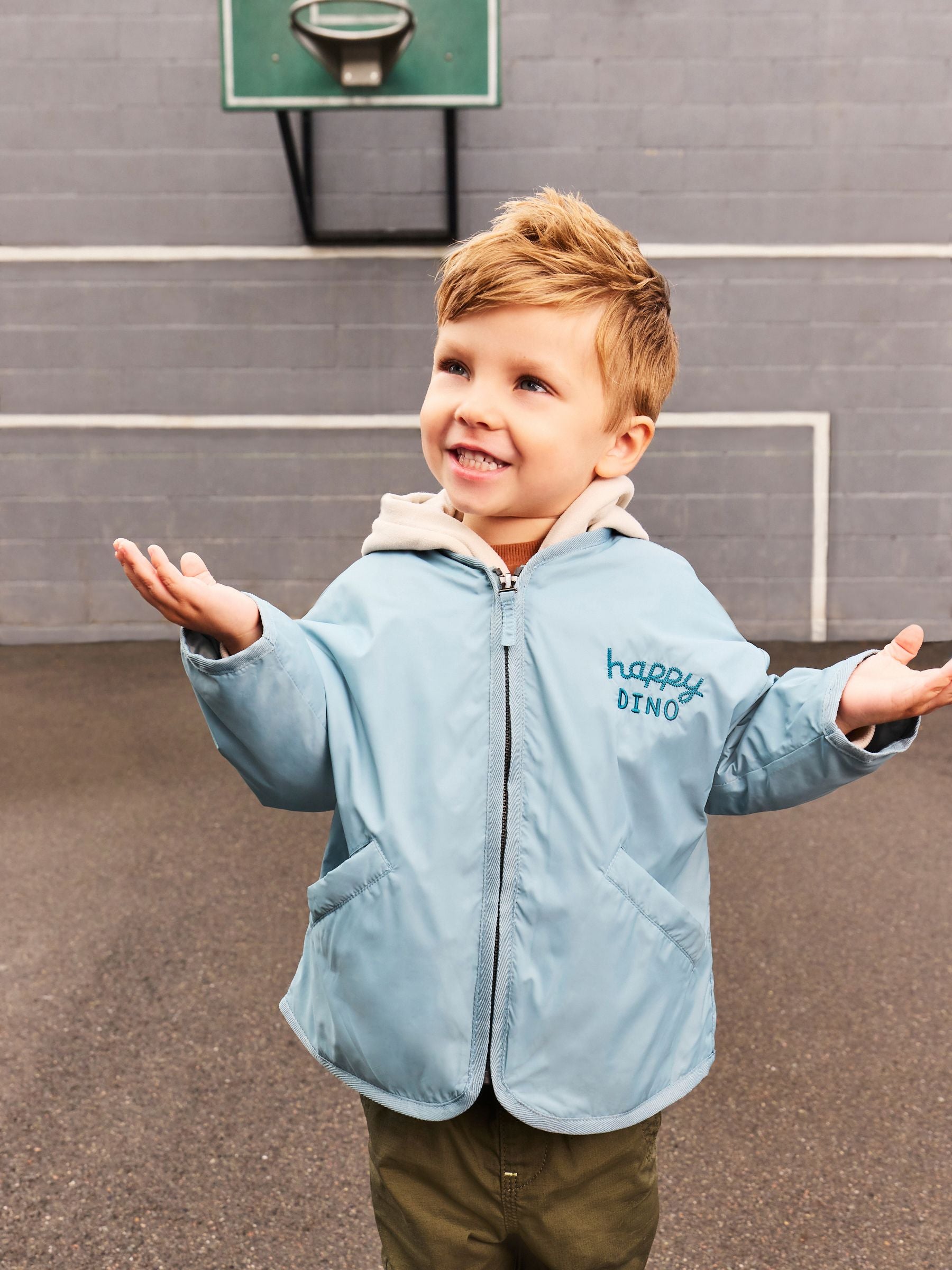 Light Blue Shower Resistant Embroidered Jacket (3mths-7yrs)