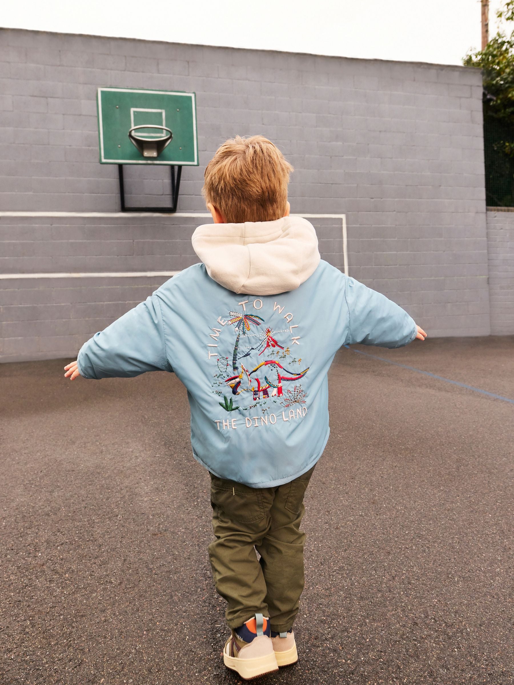 Light Blue Shower Resistant Embroidered Jacket (3mths-7yrs)