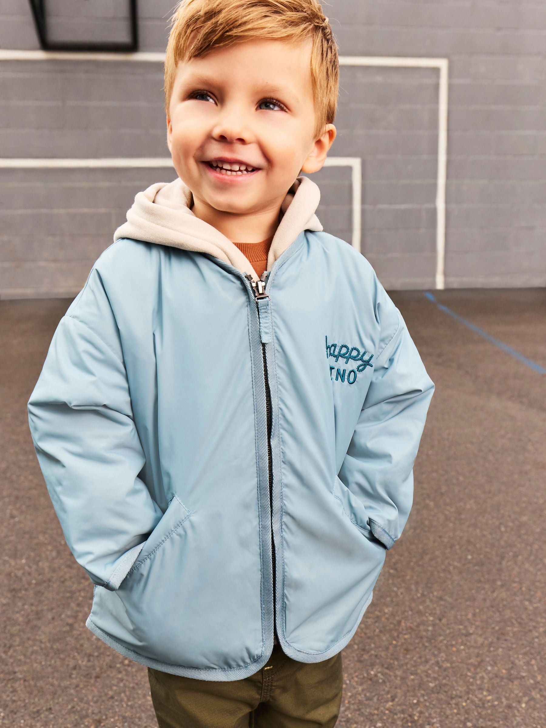 Light Blue Shower Resistant Embroidered Jacket (3mths-7yrs)