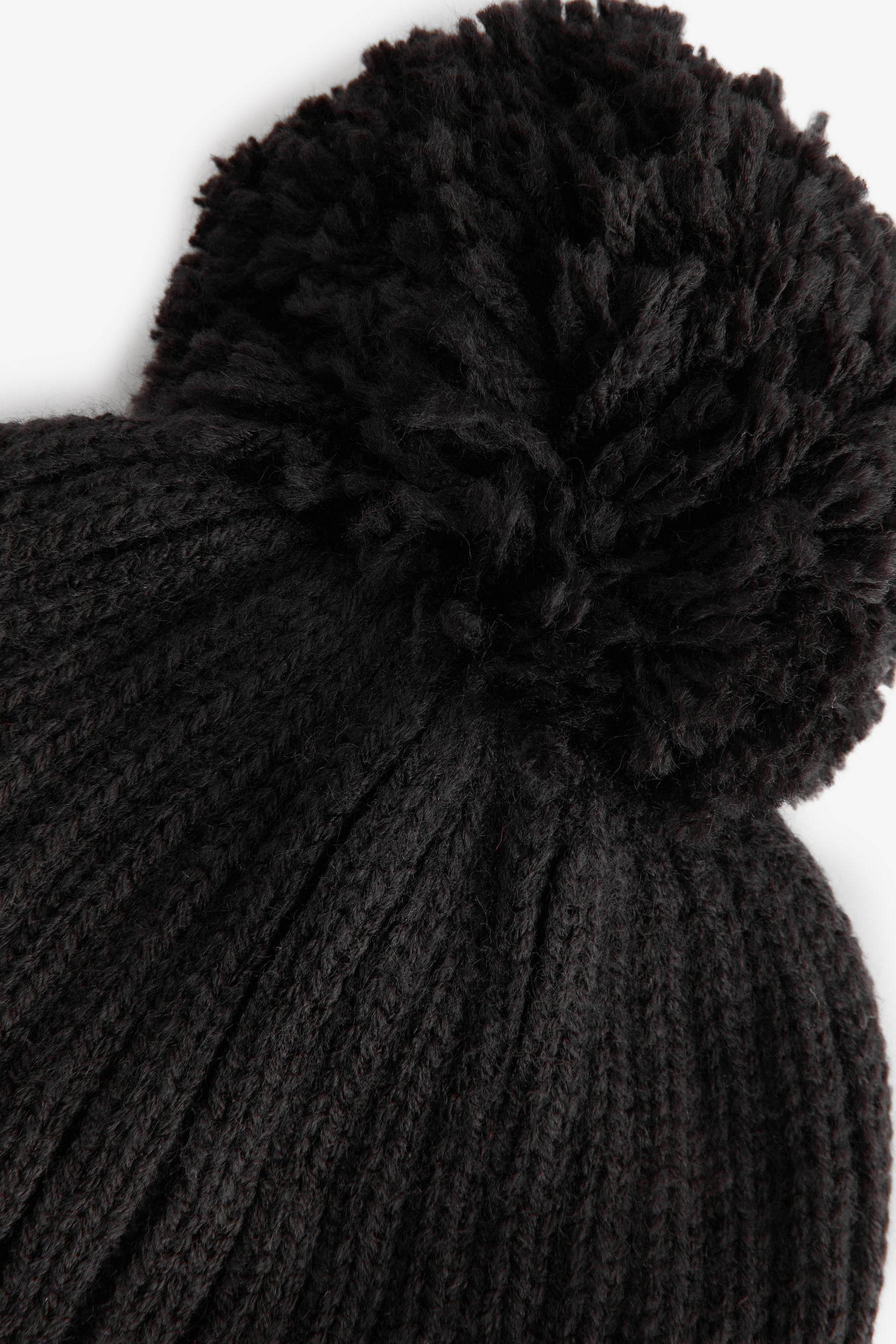 Black with Smile Detail Pom Hat (1-16yrs)