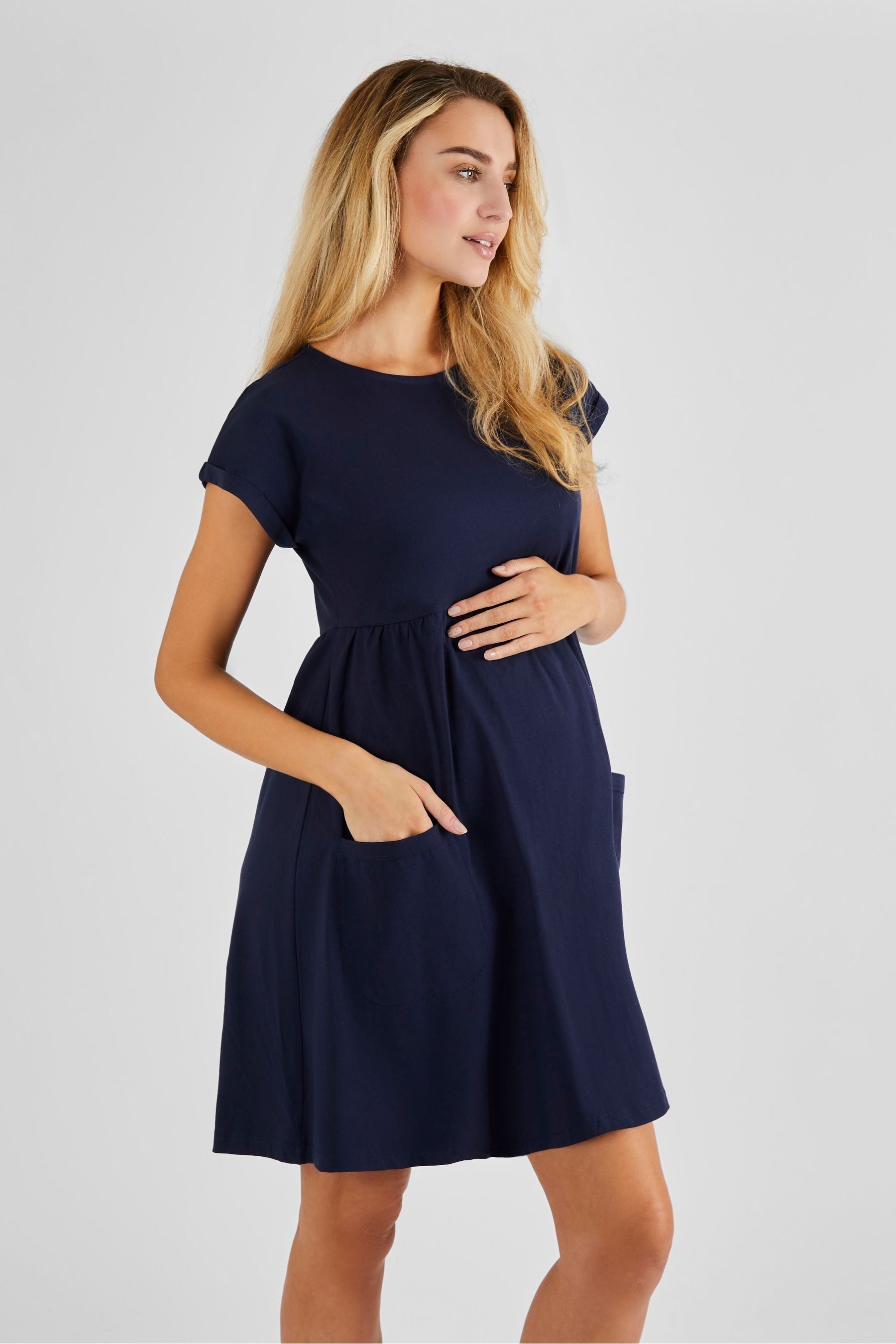 Navy JoJo Maman Bébé Maternity T-Shirt Dress