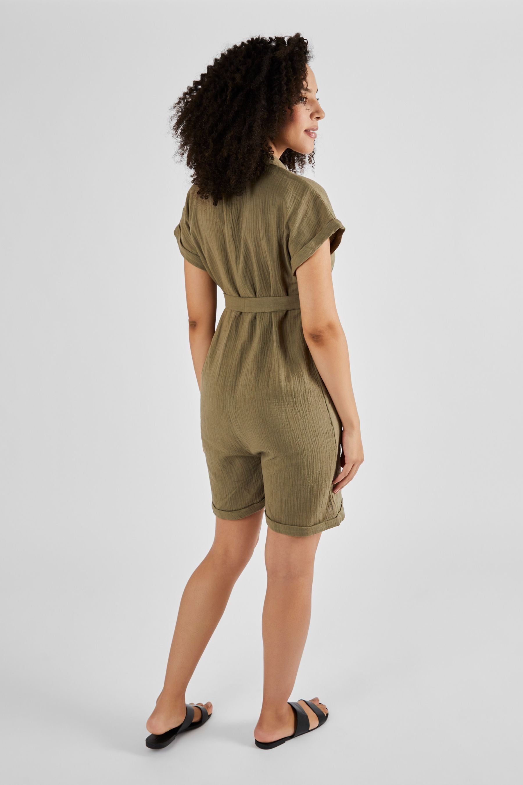 Khaki JoJo Maman Bébé Cotton Maternity Playsuit