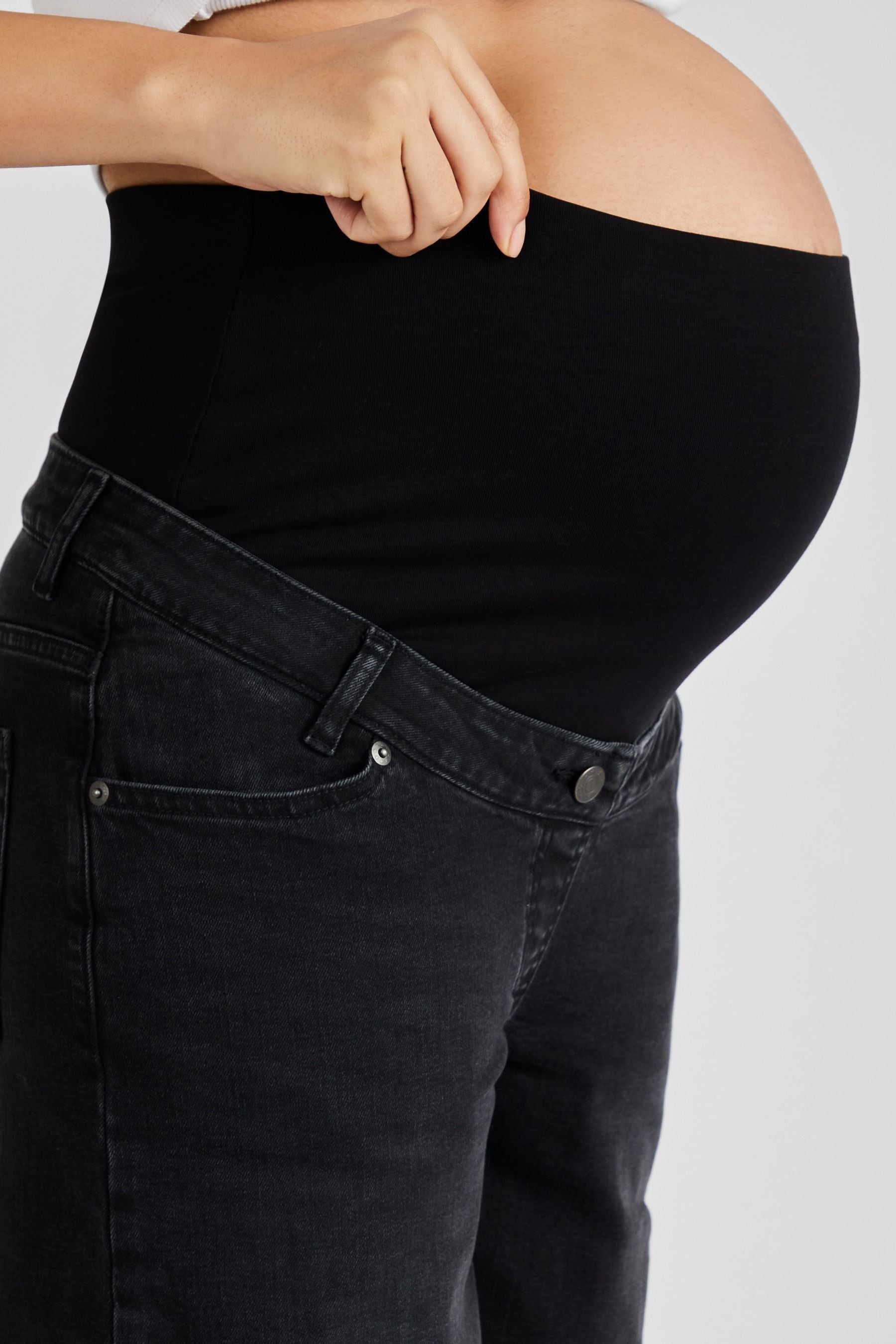 JoJo Maman Bébé Black Wide Leg Maternity Denim Jeans