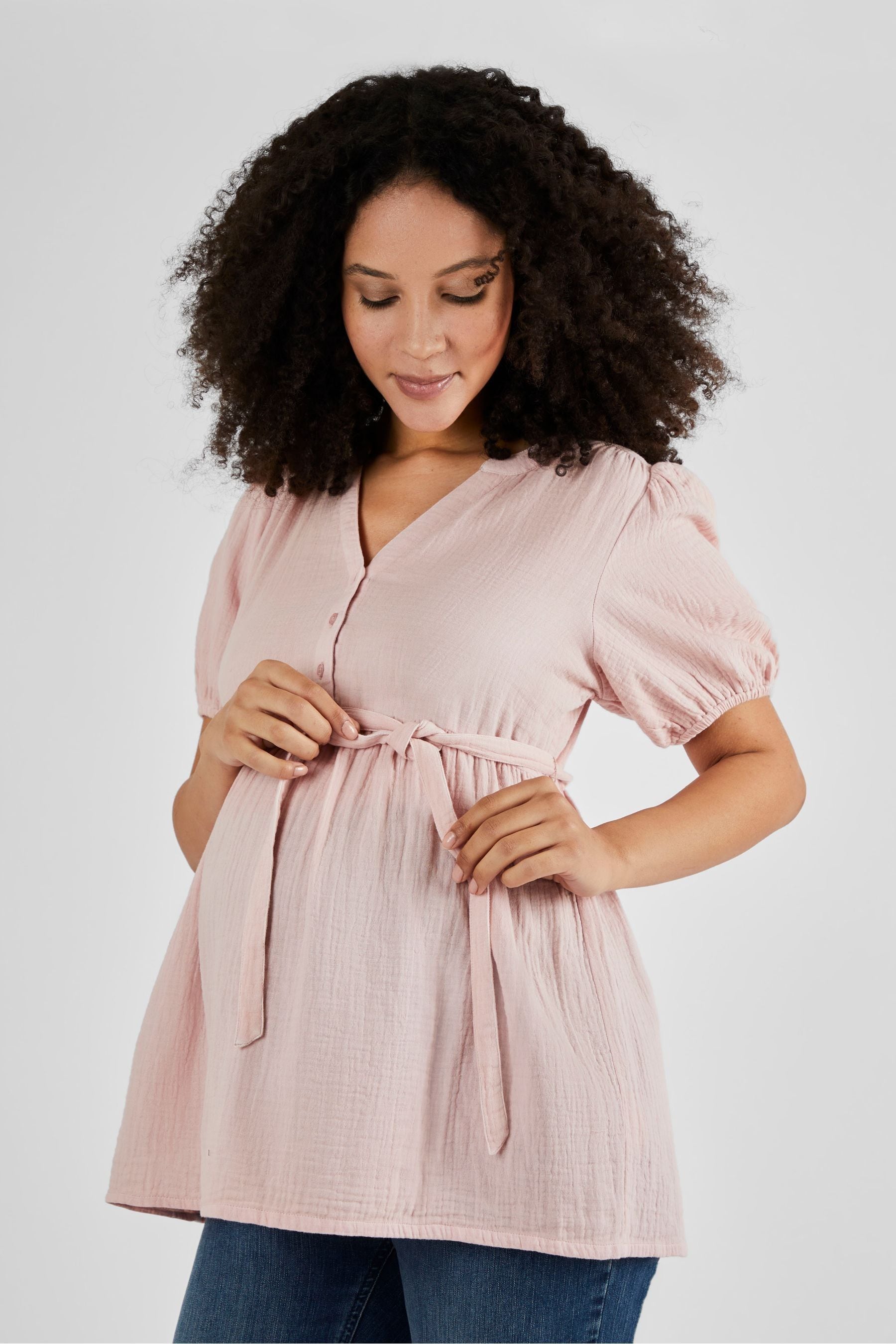 Rose Pink JoJo Maman Bébé Textured Maternity Blouse