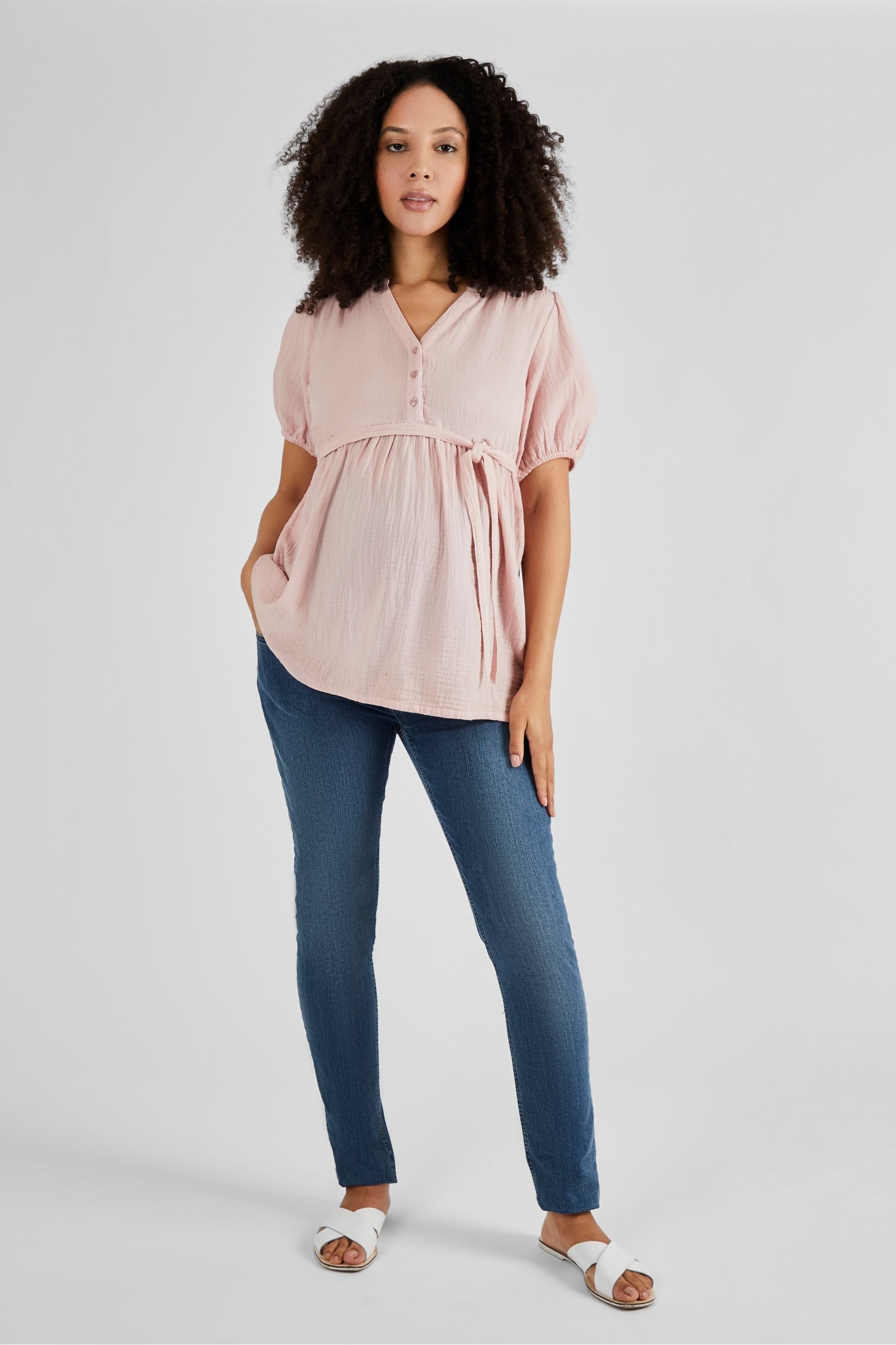 Rose Pink JoJo Maman Bébé Textured Maternity Blouse