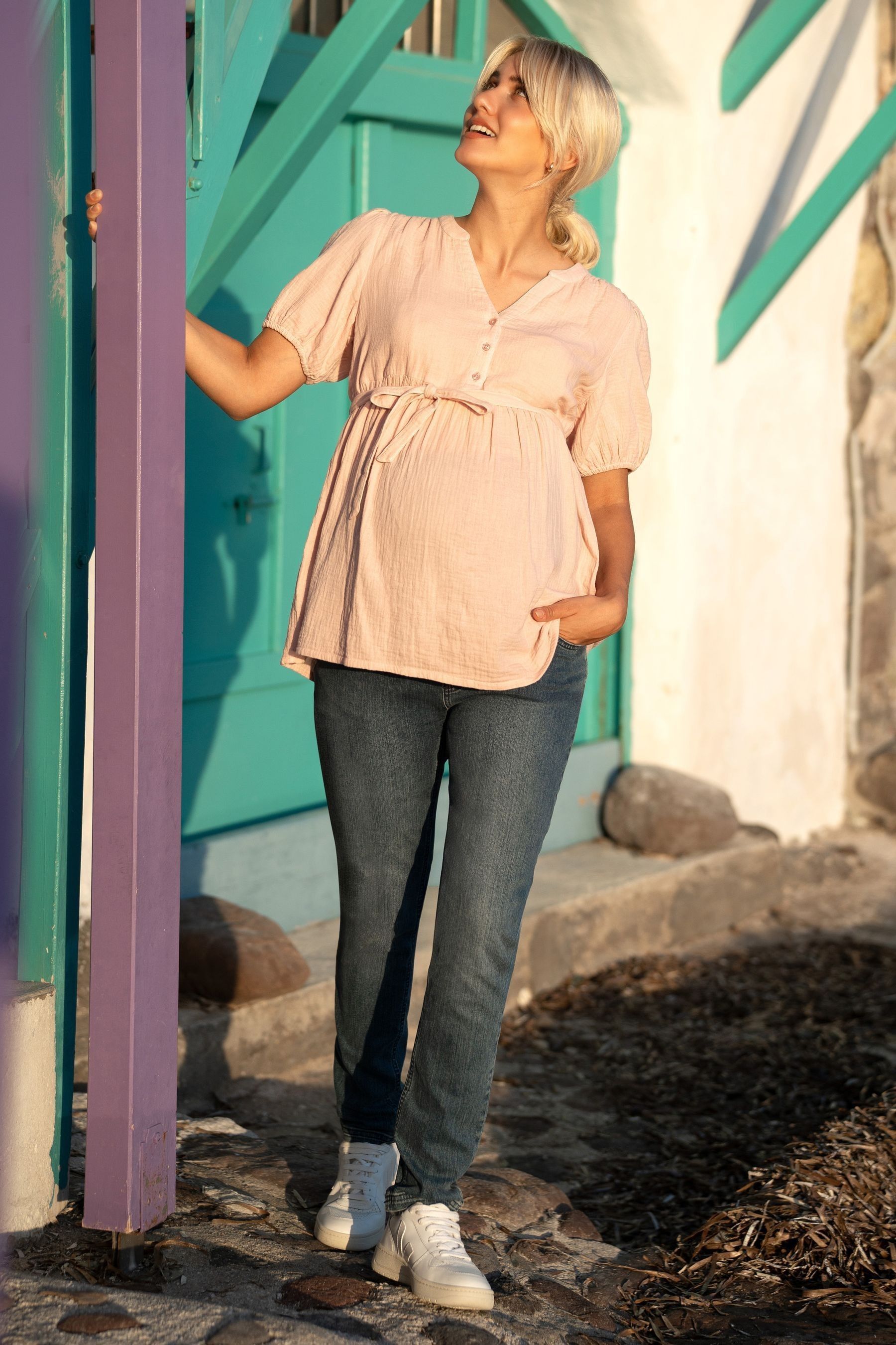 Rose Pink JoJo Maman Bébé Textured Maternity Blouse