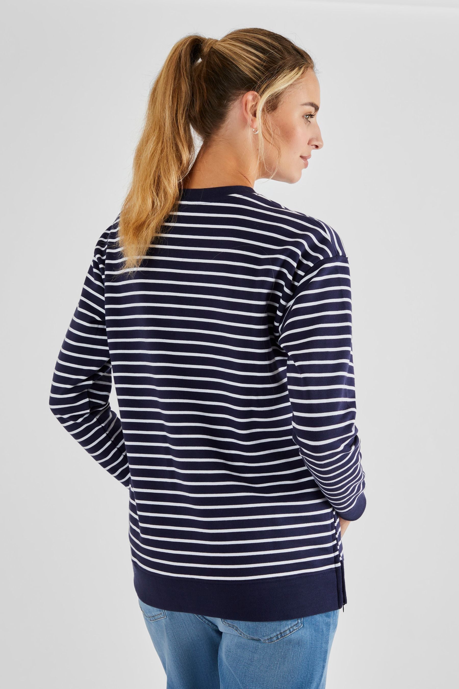 Navy White Stripe JoJo Maman Bébé Maternity & Nursing Sweatshirt