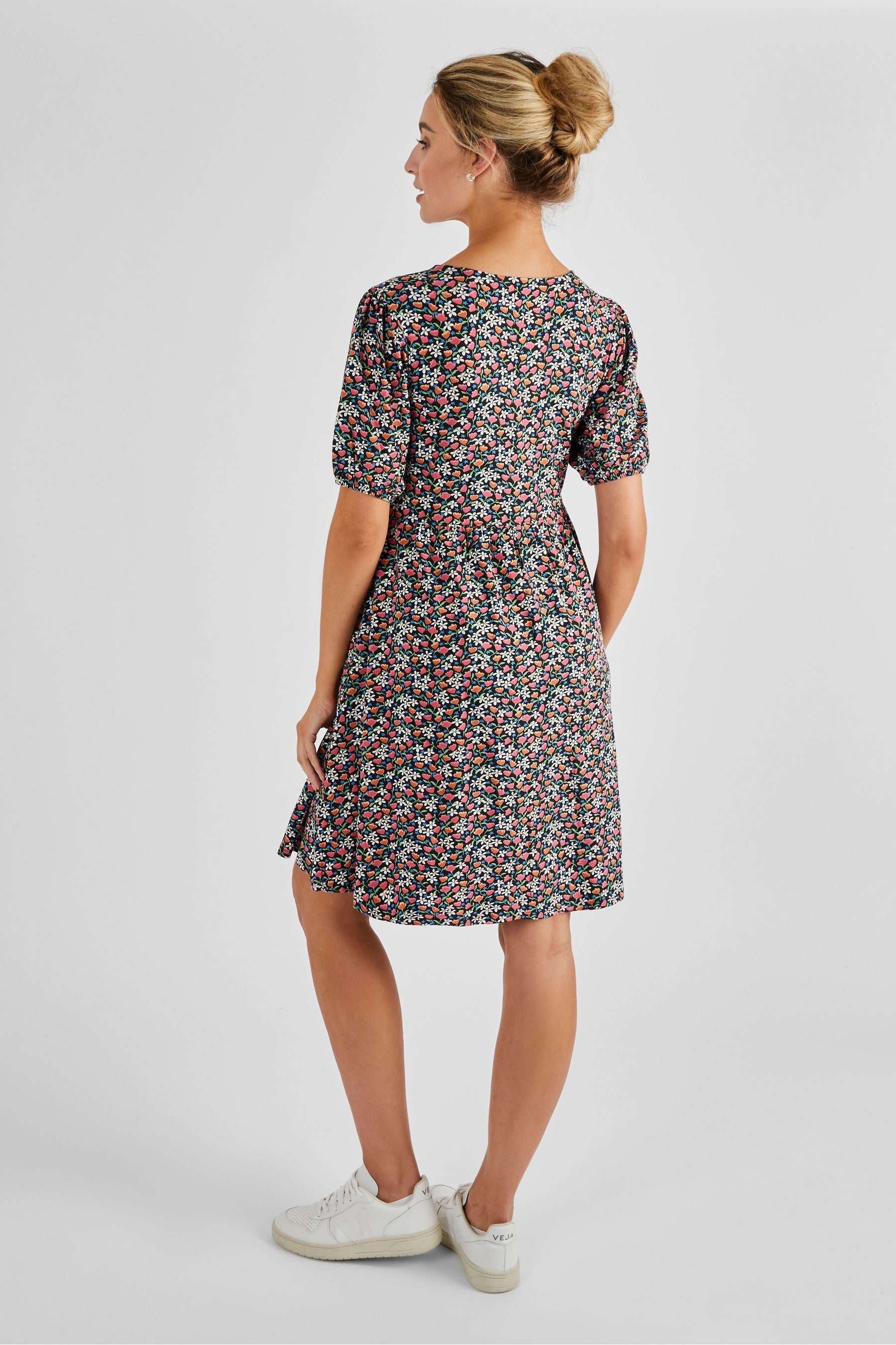 Black Floral JoJo Maman Bébé Floral V-Neck Maternity Dress