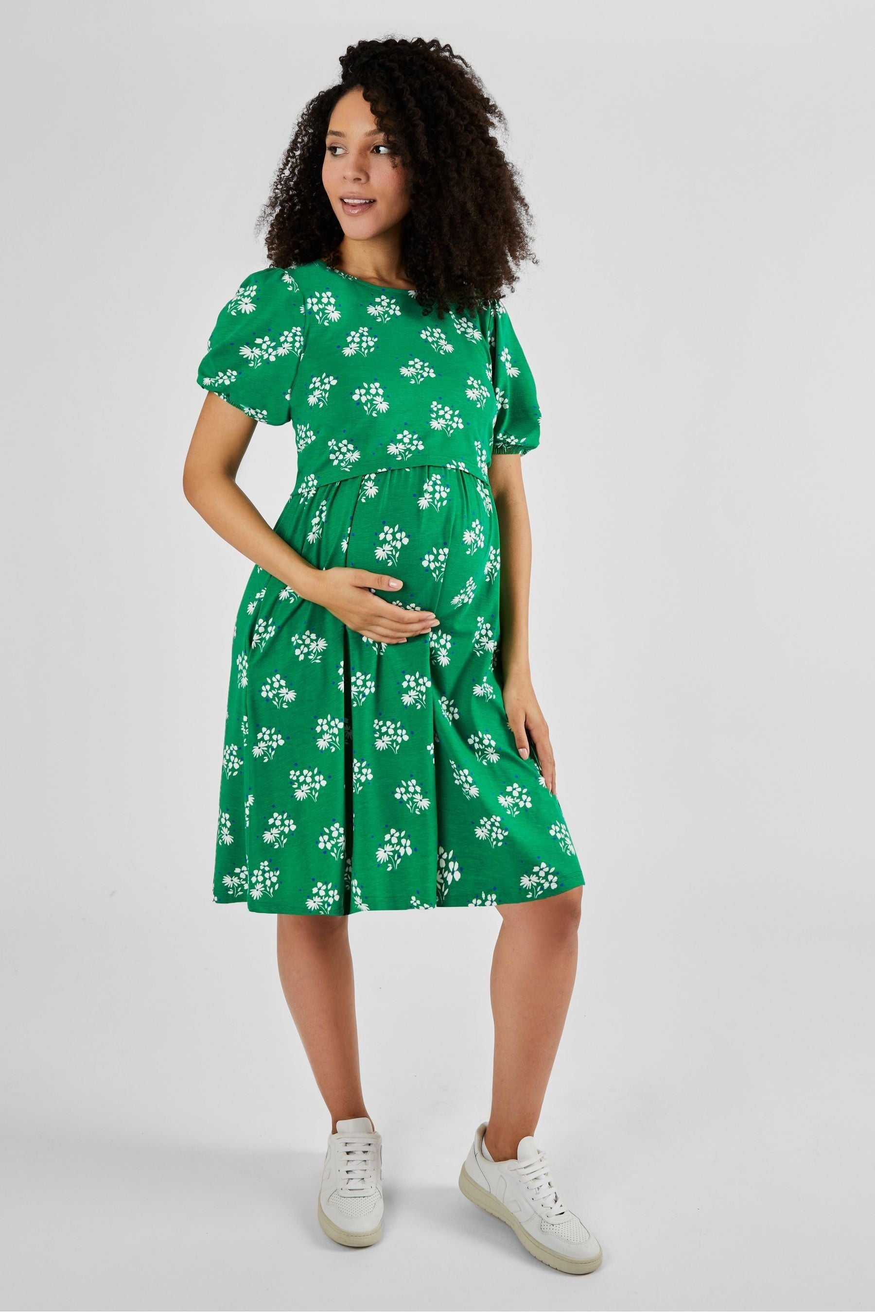 Green JoJo Maman Bébé Multi Print Maternity & Nursing Dress