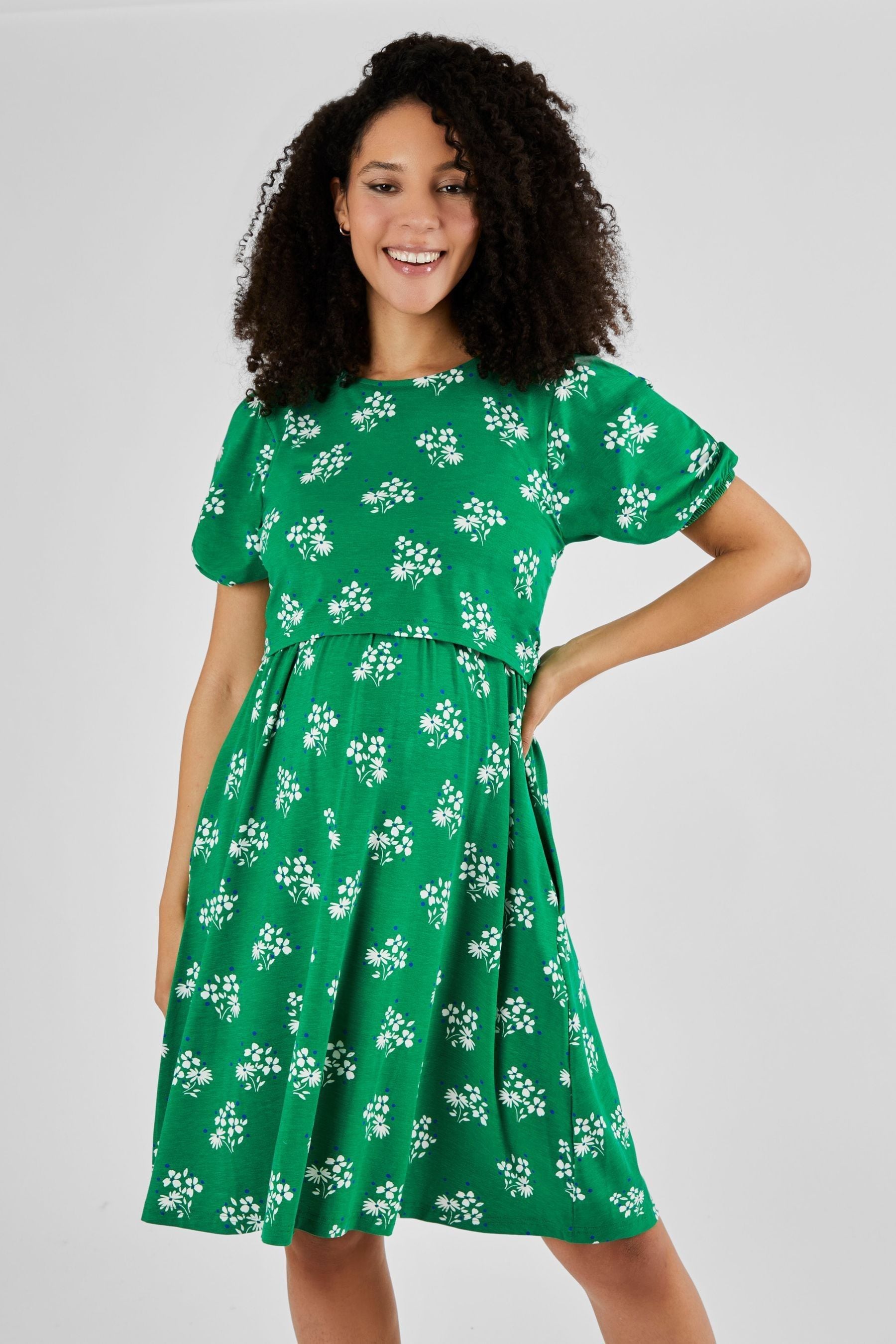 Green JoJo Maman Bébé Multi Print Maternity & Nursing Dress