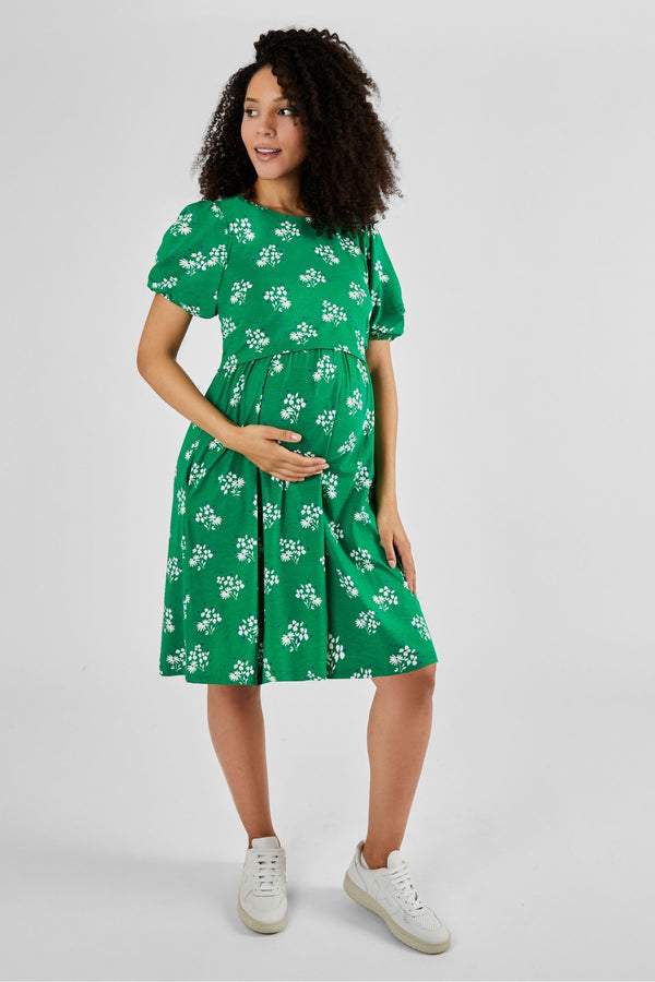 JoJo Maman B?©b?© Green Multi Print Maternity & Nursing Dress