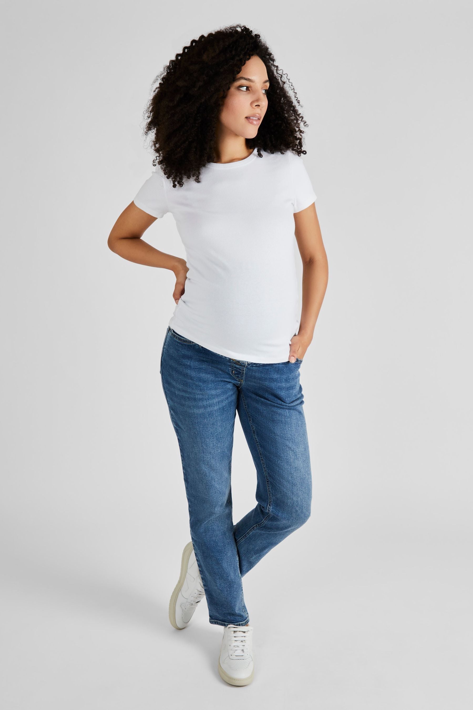 Mid Wash Blue JoJo Maman Bébé Straight Leg Maternity Jeans