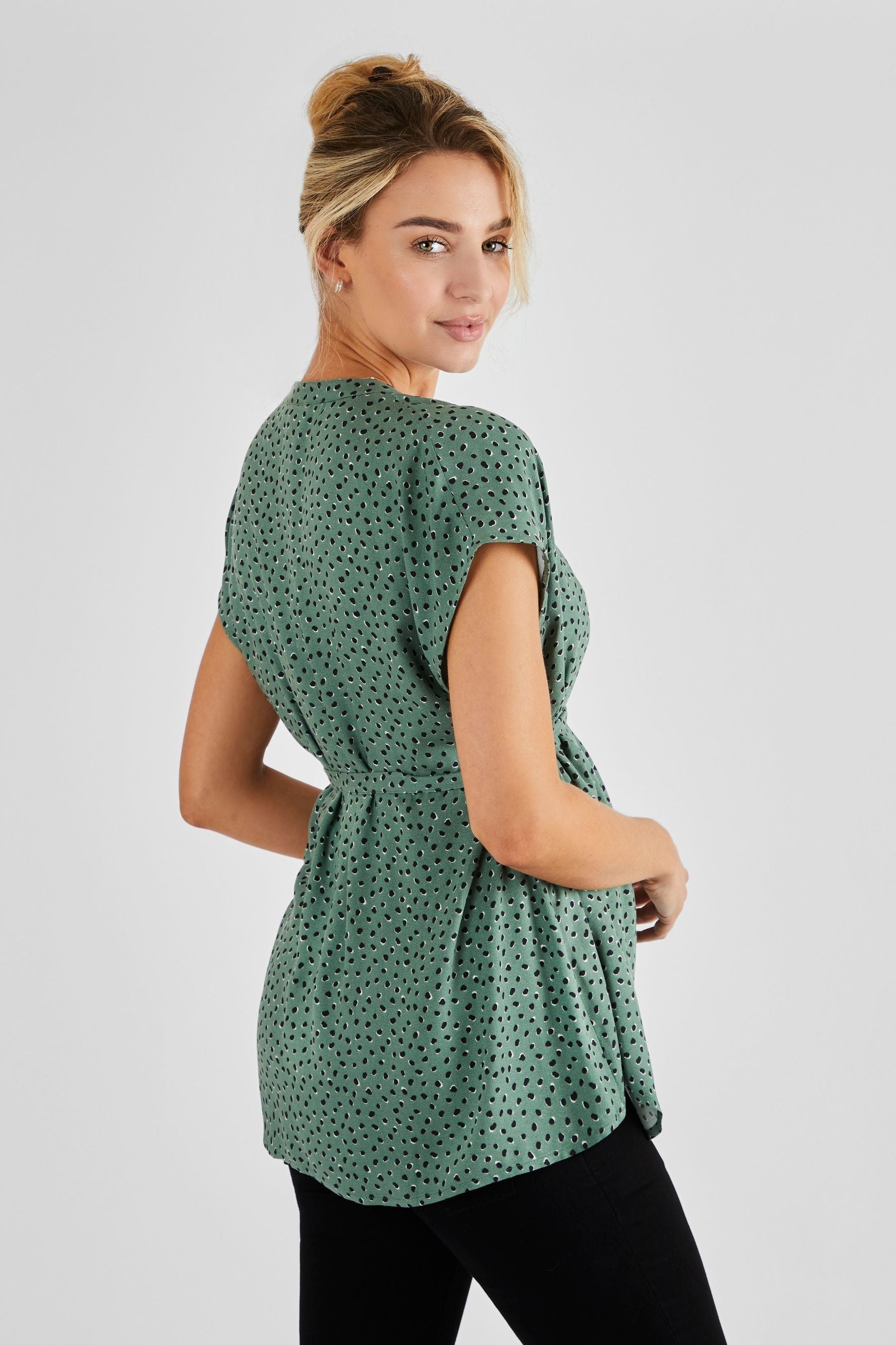 Khaki Green Spot Print JoJo Maman Bébé Maternity Blouse