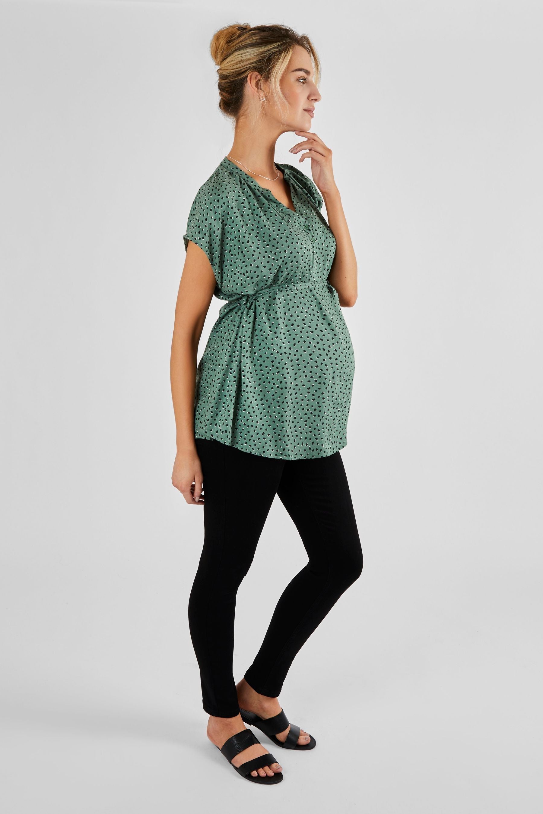 Khaki Green Spot Print JoJo Maman Bébé Maternity Blouse