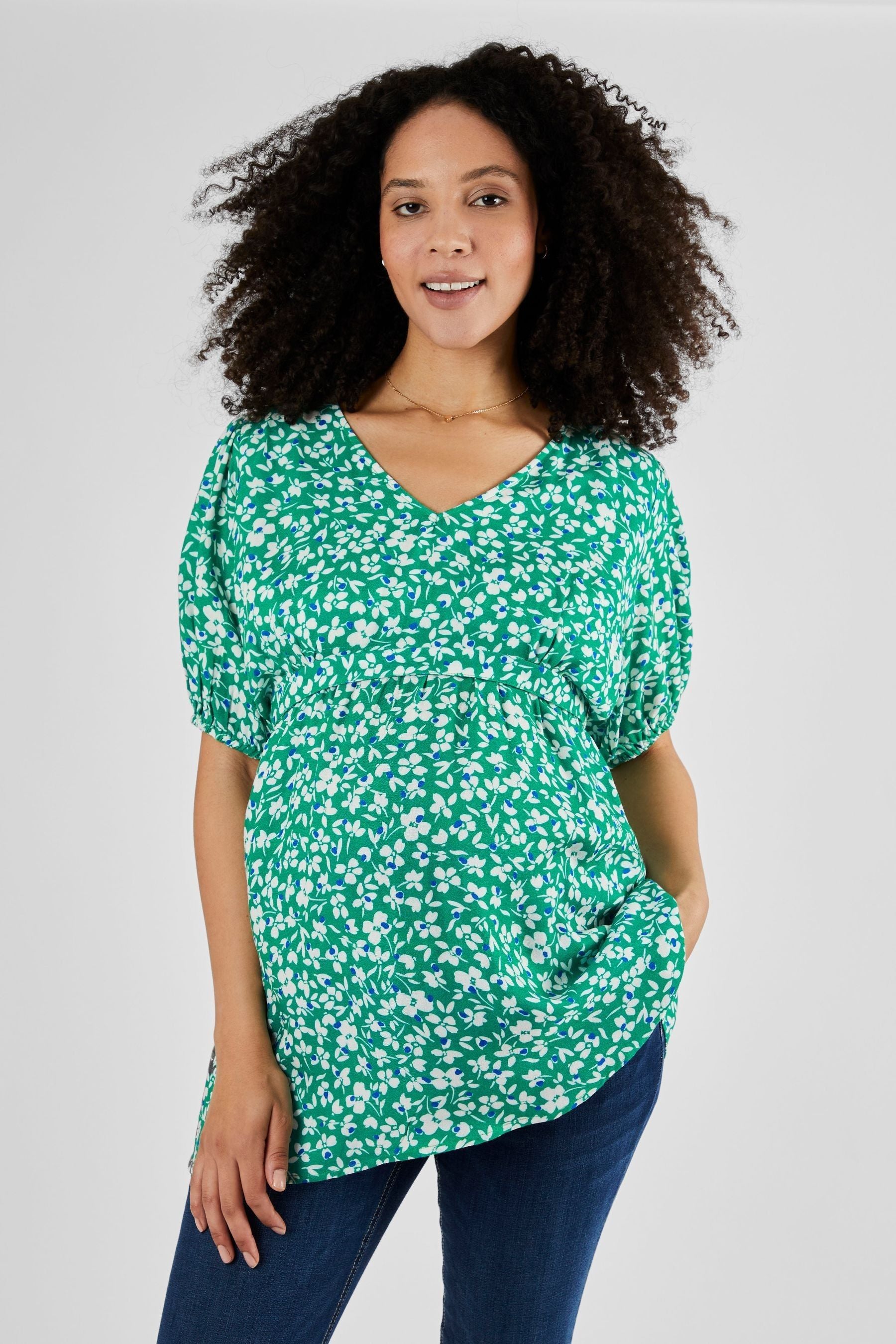 Green JoJo Maman Bébé Maternity & Nursing Blouse