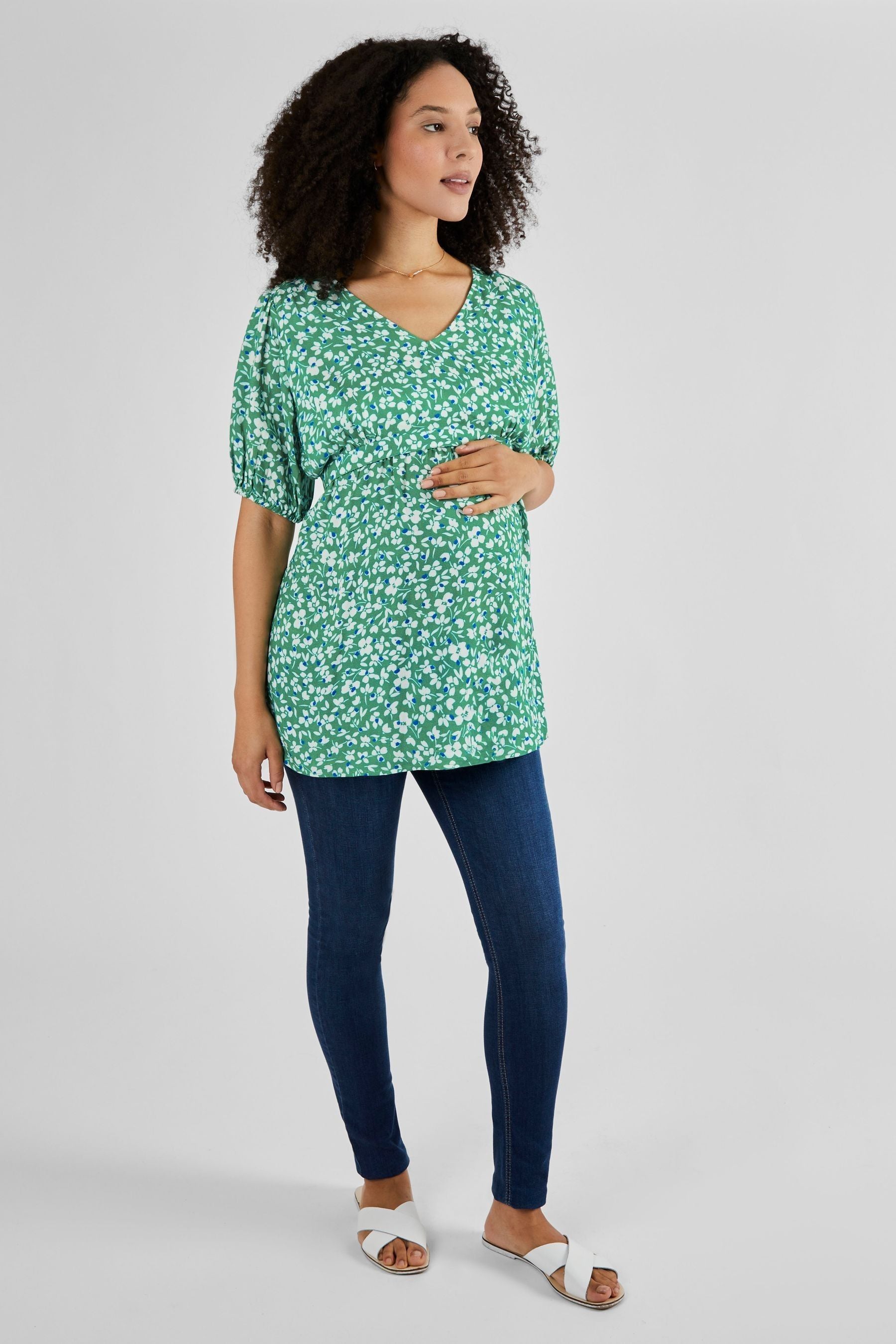 Green JoJo Maman Bébé Maternity & Nursing Blouse