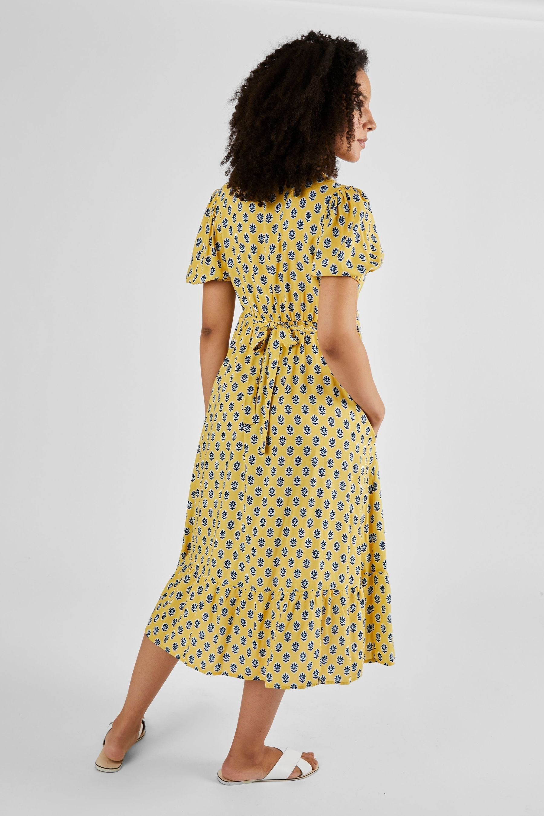 Yellow Batik Print JoJo Maman Bébé Maternity Midi Dress