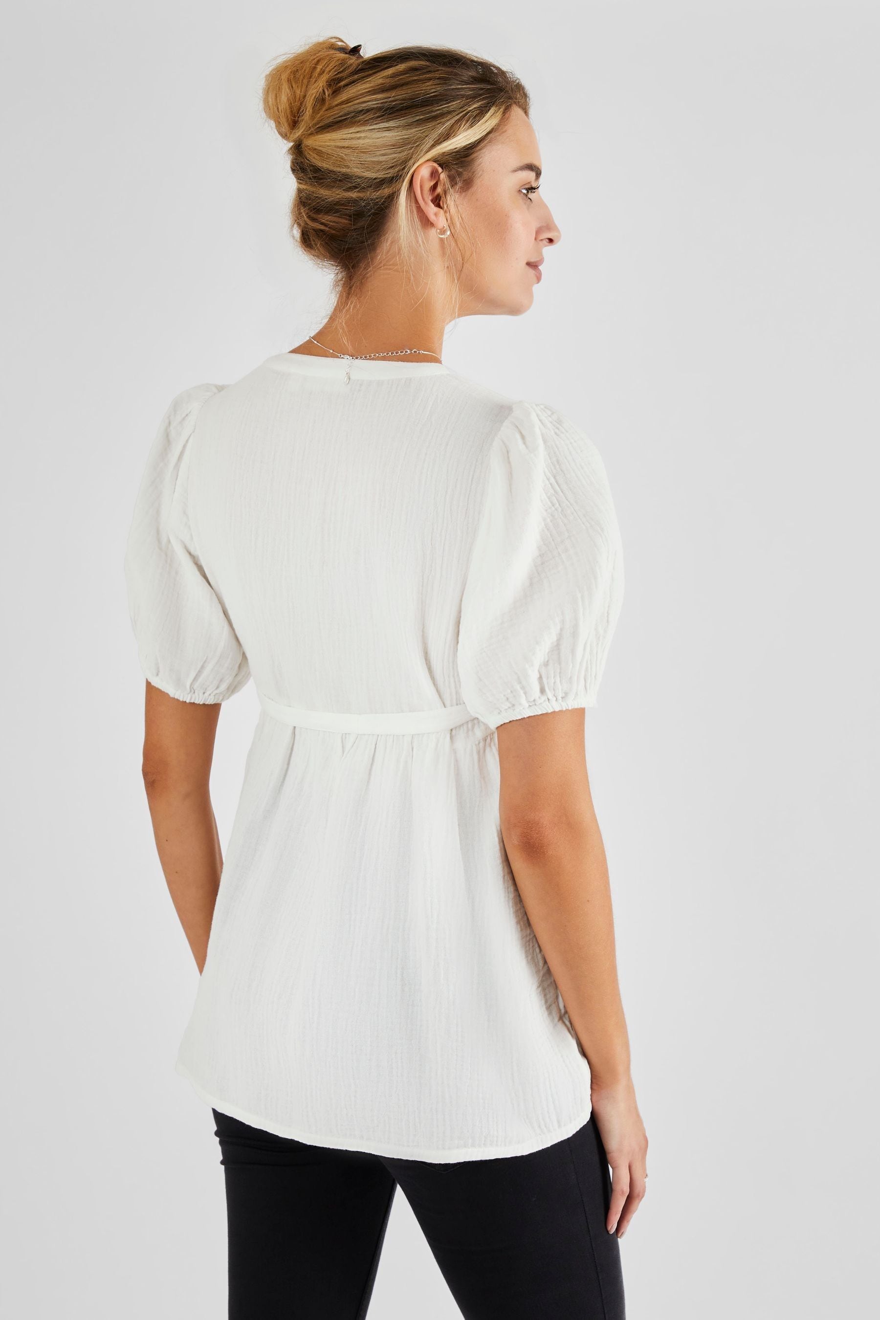 Cream JoJo Maman Bébé Textured Maternity Blouse