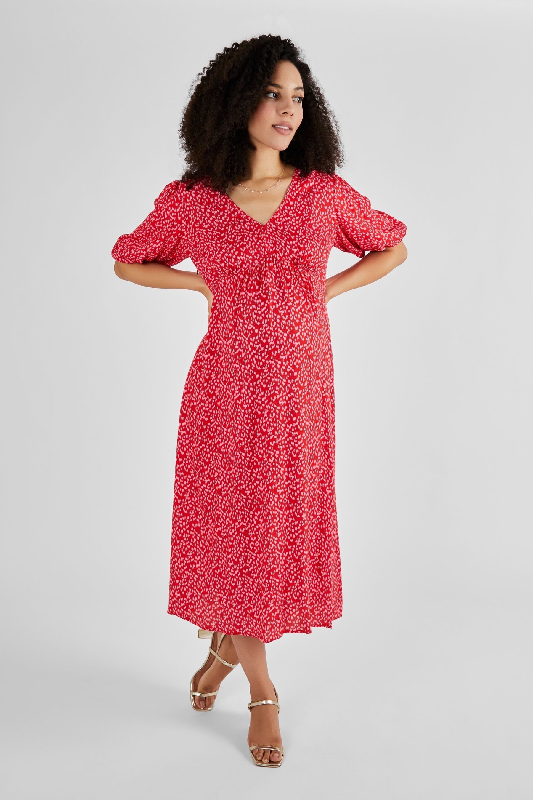 Red JoJo Maman Bébé Maternity Midi Tea Dress