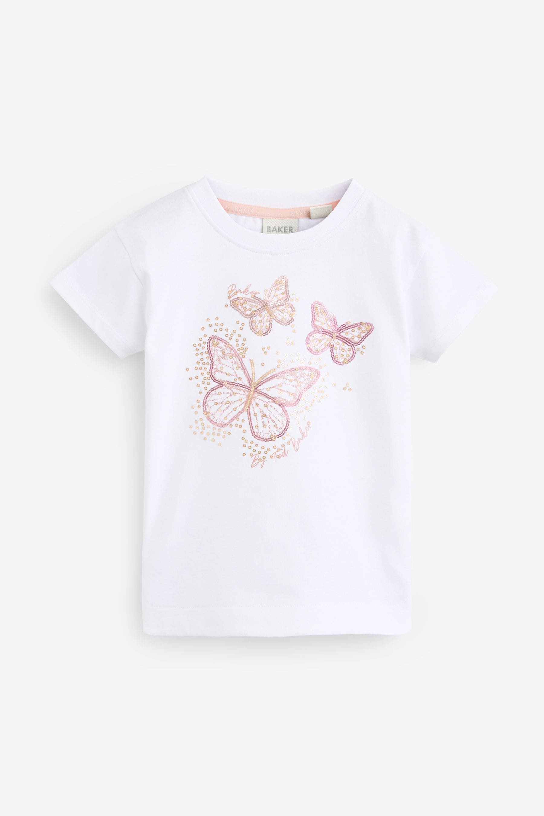 Pink/White Baker by Ted Baker Graphic White T-Shirt