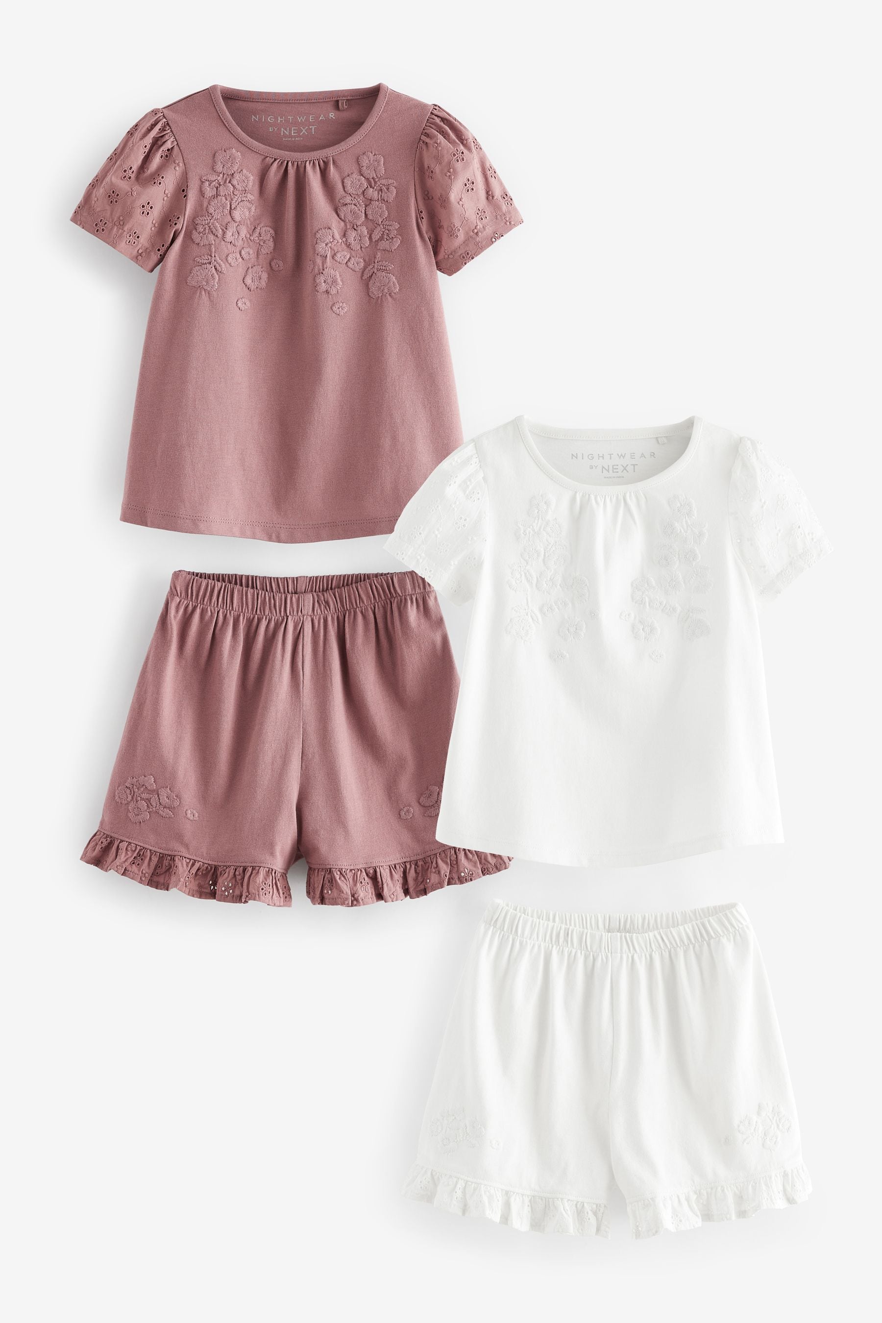 Brown/Cream 100% Cotton Short Pyjamas 2 Pack (9mths-8yrs)