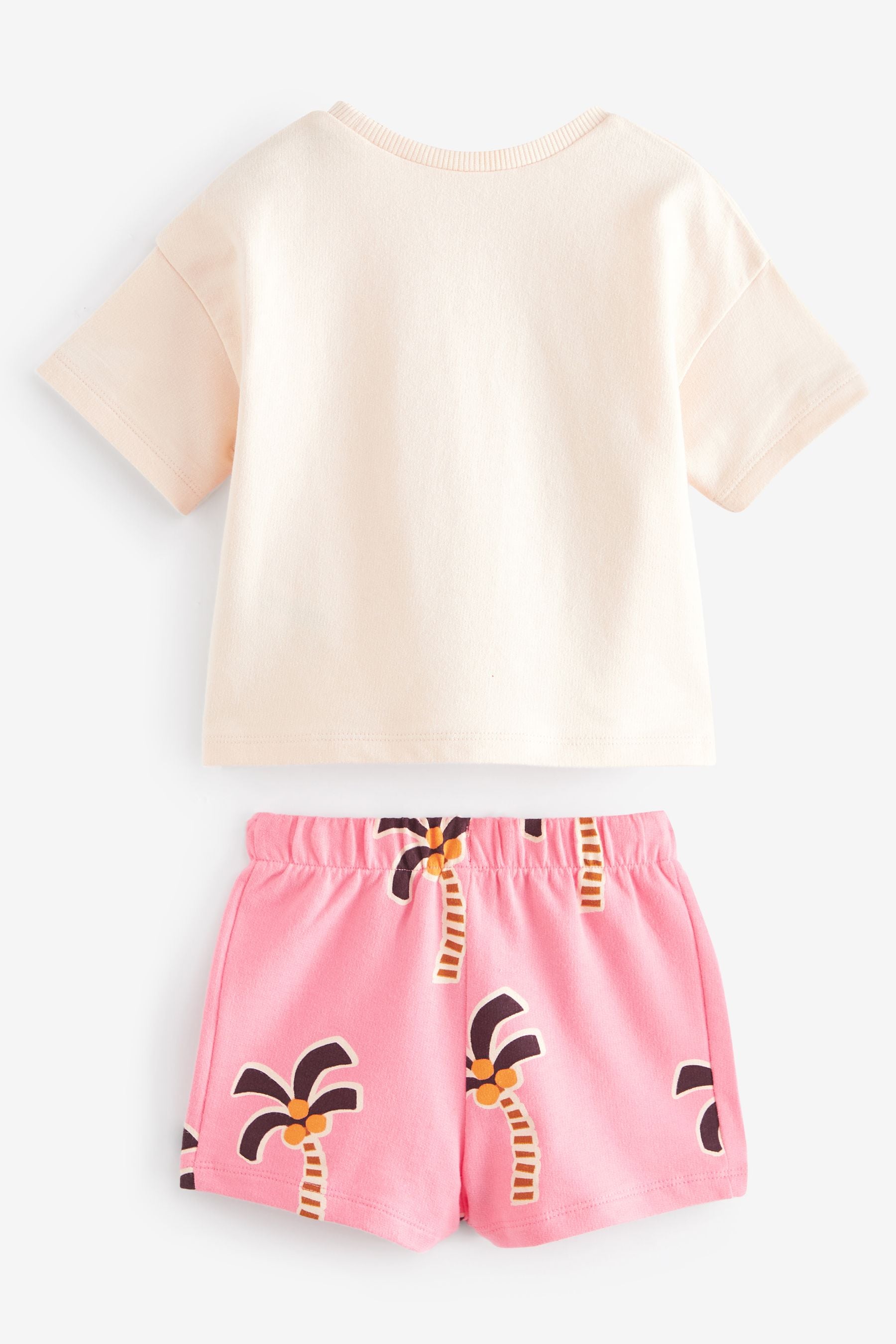 Pink Palm Tree 100% Cotton Short Sleeve T-Shirt and Shorts Set (3mths-7yrs)