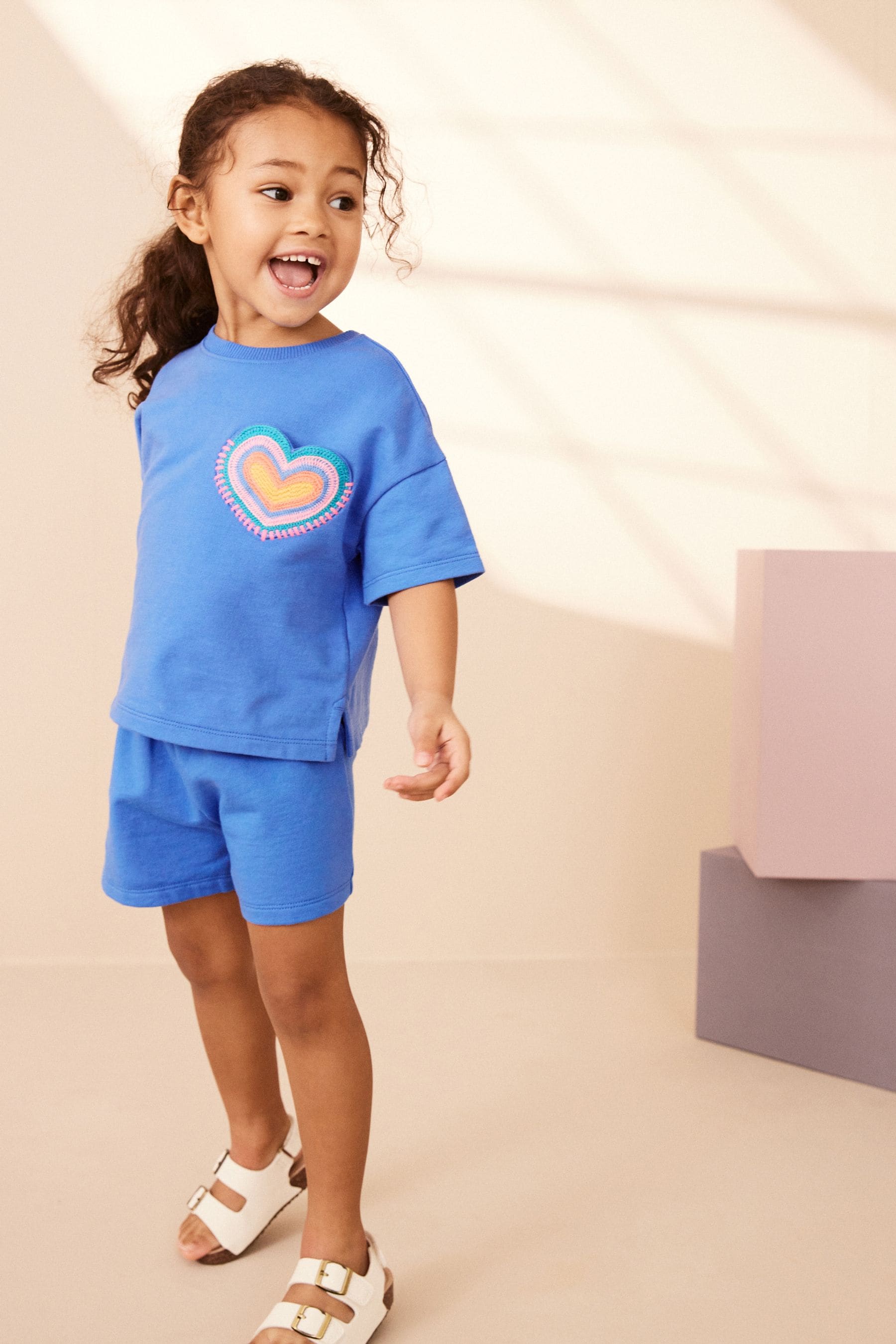 Blue Heart T-Shirt And Shorts Set (3mths-7yrs)