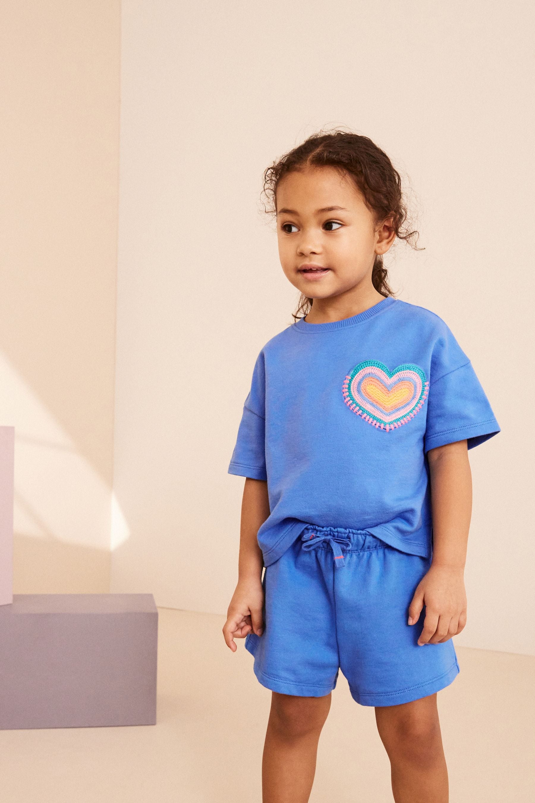 Blue Heart T-Shirt And Shorts Set (3mths-7yrs)