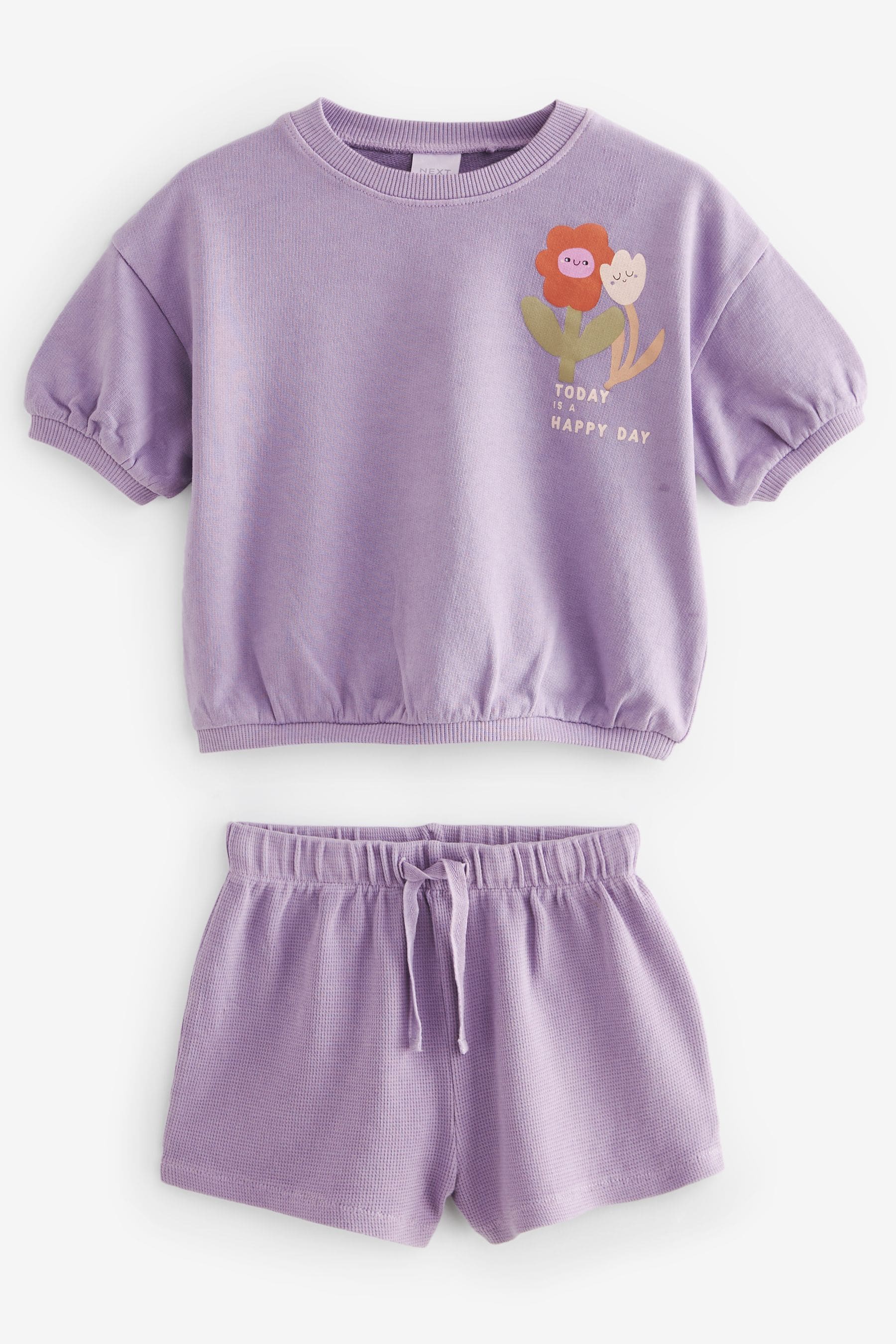 Purple Flower Short Sleeve T-Shirt and Shorts Set (3mths-7yrs)