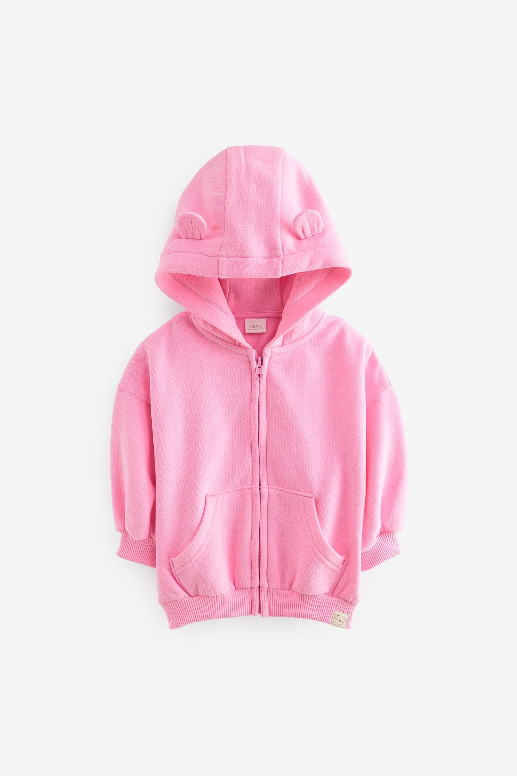 Bright Pink Zip Through Hoodie (3mths-7yrs)