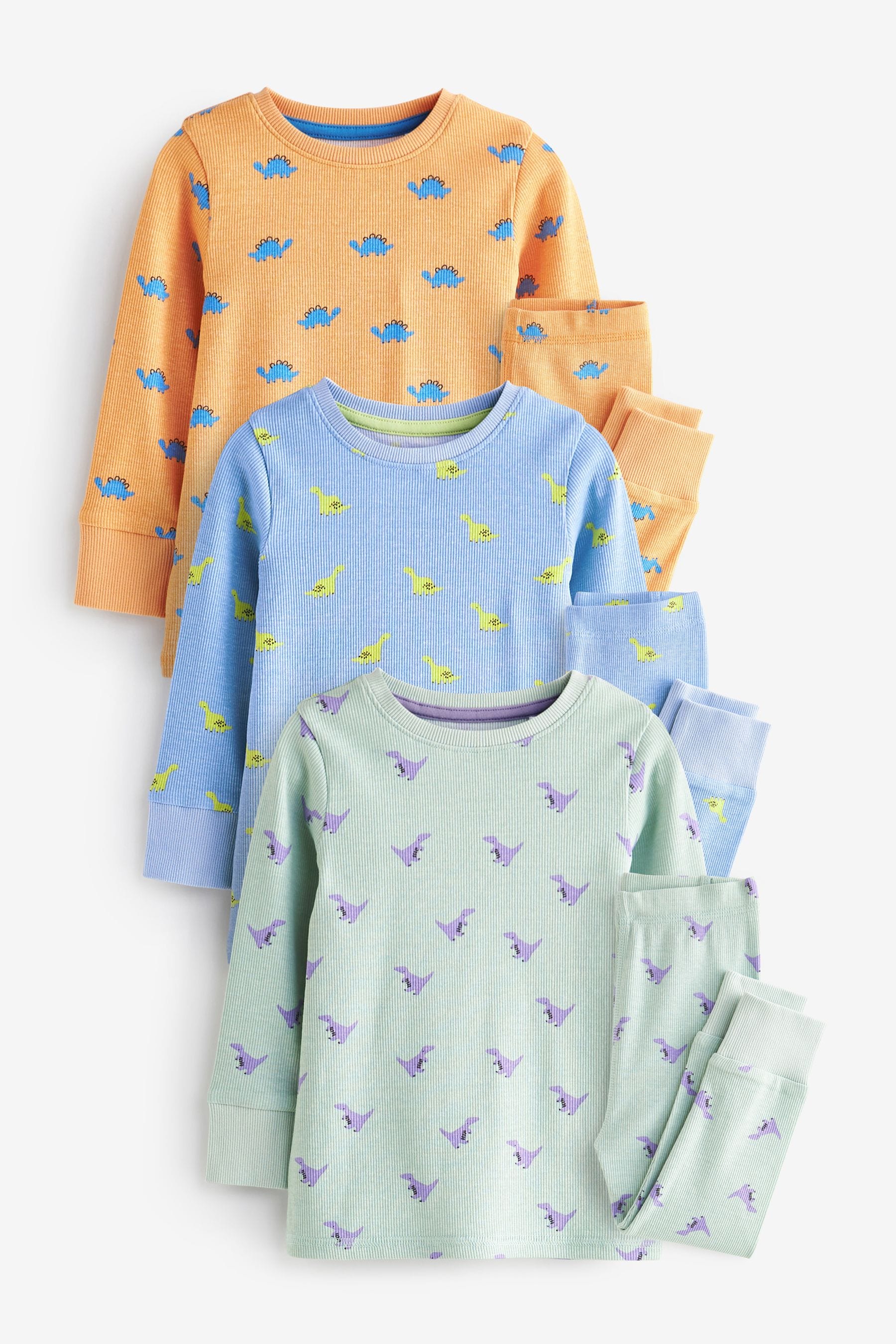 Bright Dinosaurs 3 Pack Long Sleeve Pyjamas Set (9mths-8yrs)