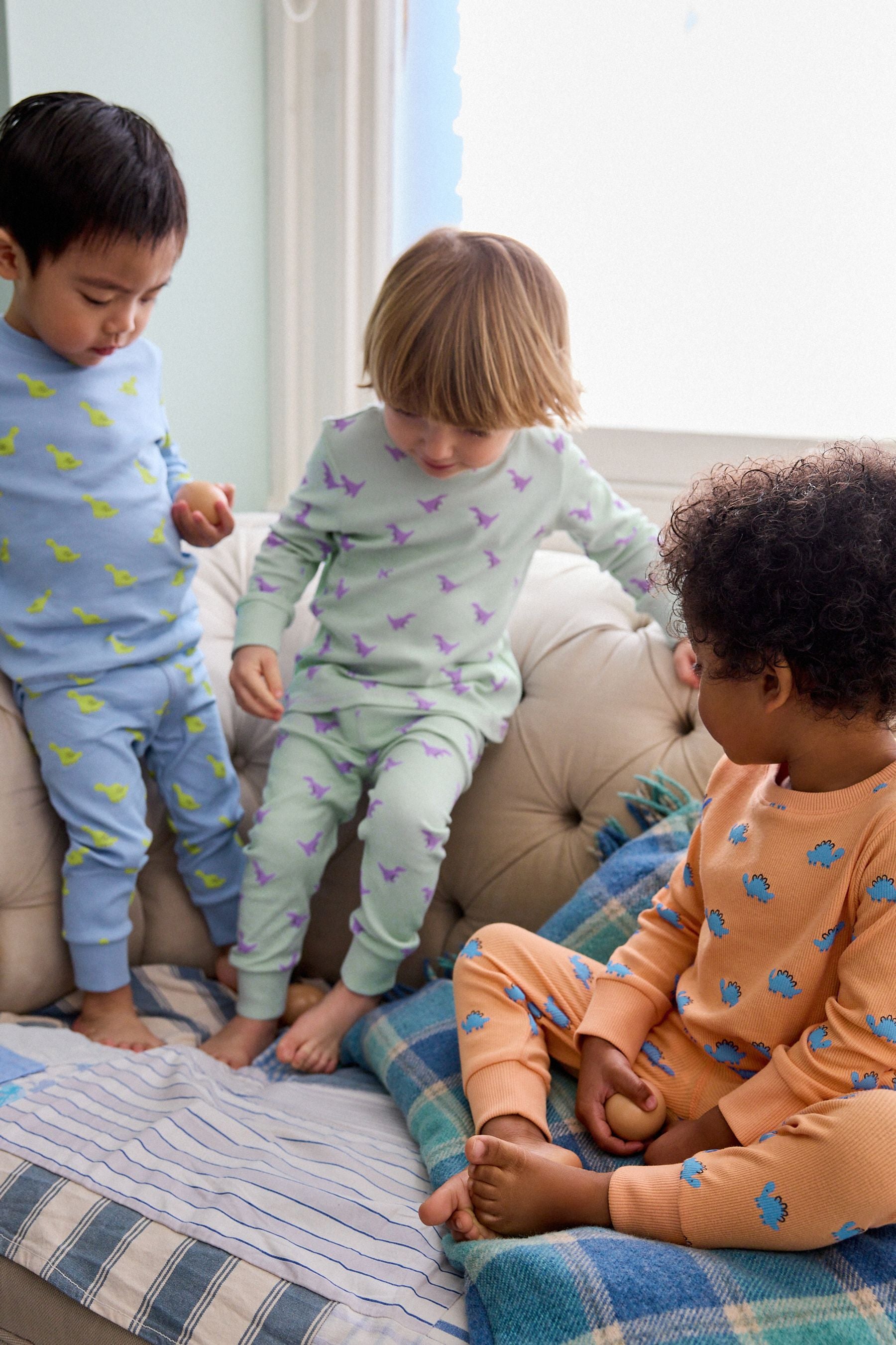 Bright Dinosaurs Long Sleeve 3 Pack Pyjamas Set (9mths-8yrs)