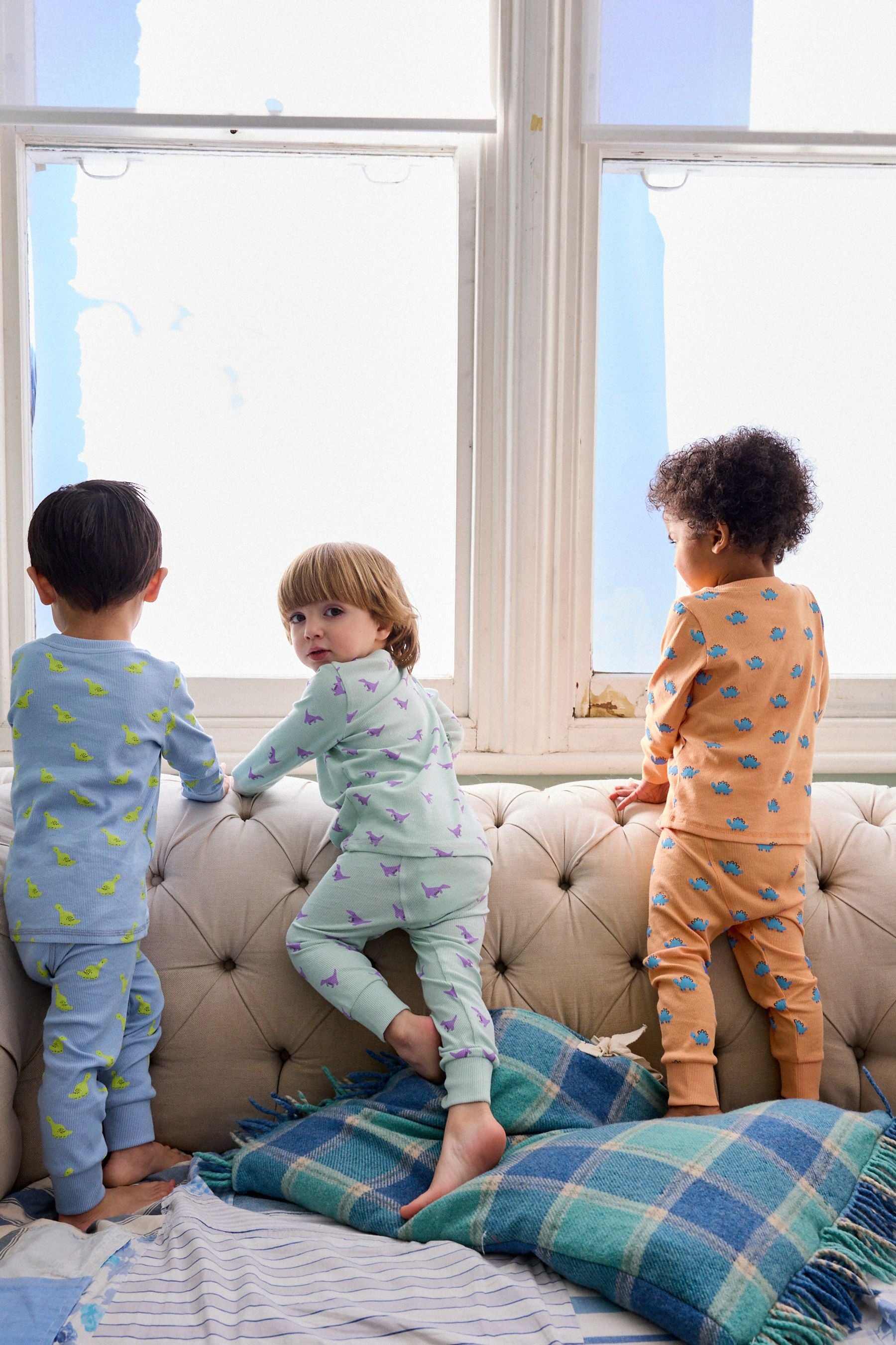 Bright Dinosaurs Long Sleeve 3 Pack Pyjamas Set (9mths-8yrs)