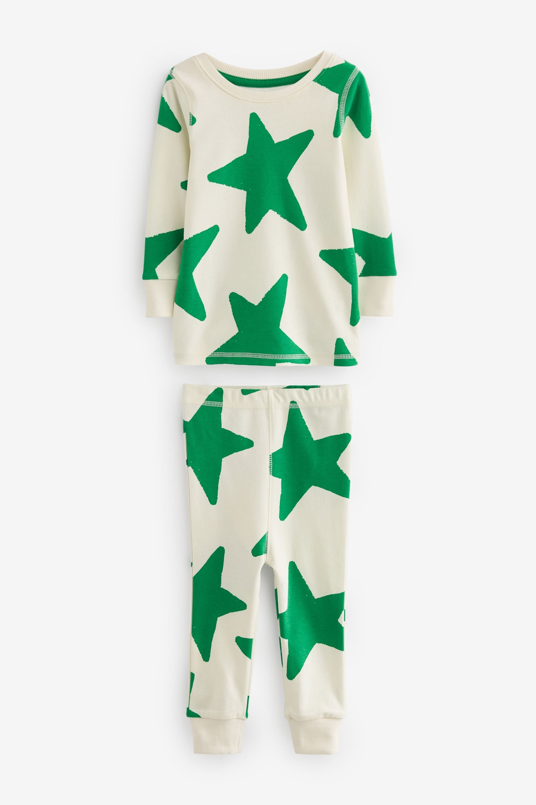 Red/Blue/Green Stars Snuggle 100% Cotton Pyjamas 3 Pack (9mths-12yrs)