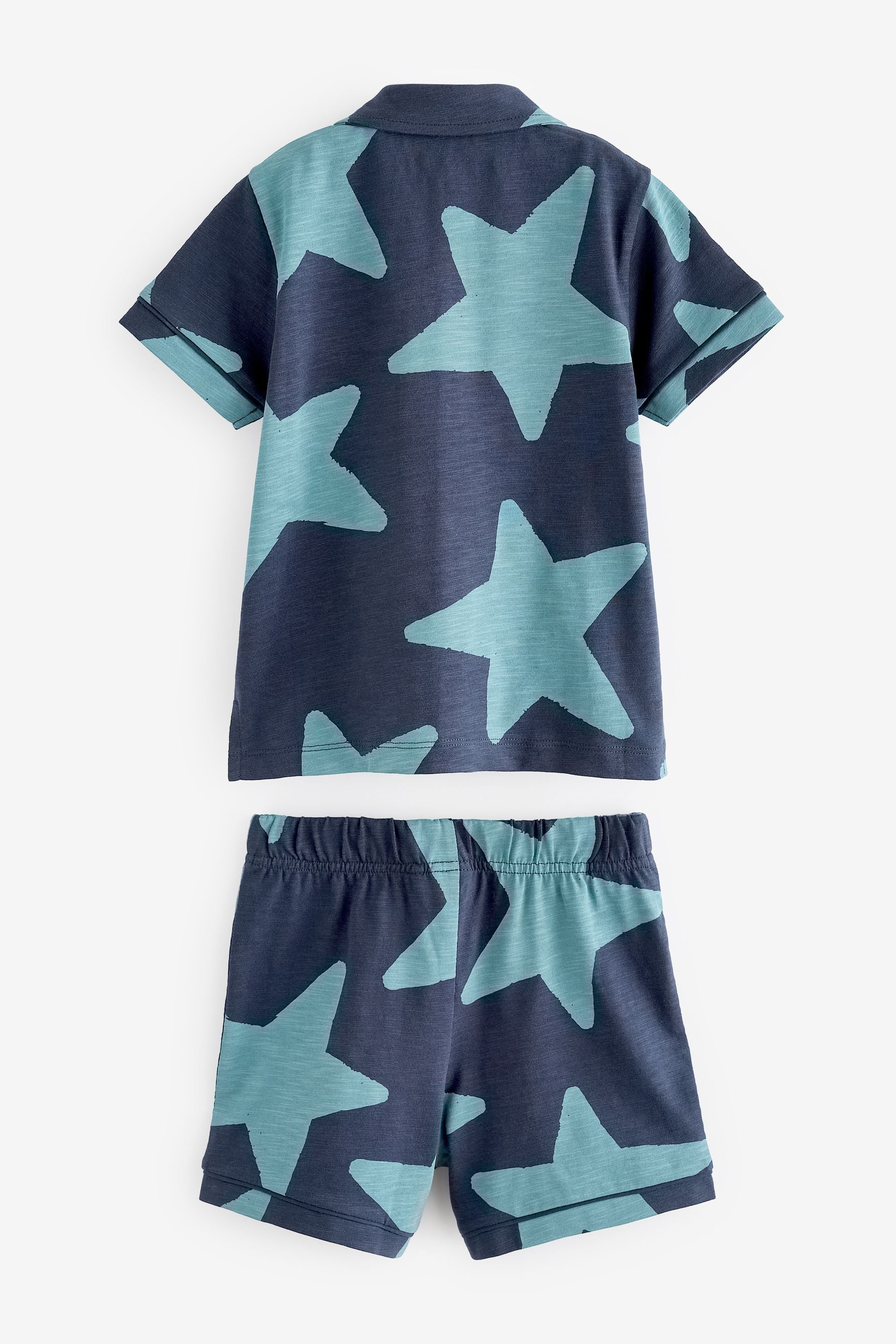 Navy Star Button Down Short Pyjamas (9mths-12yrs)