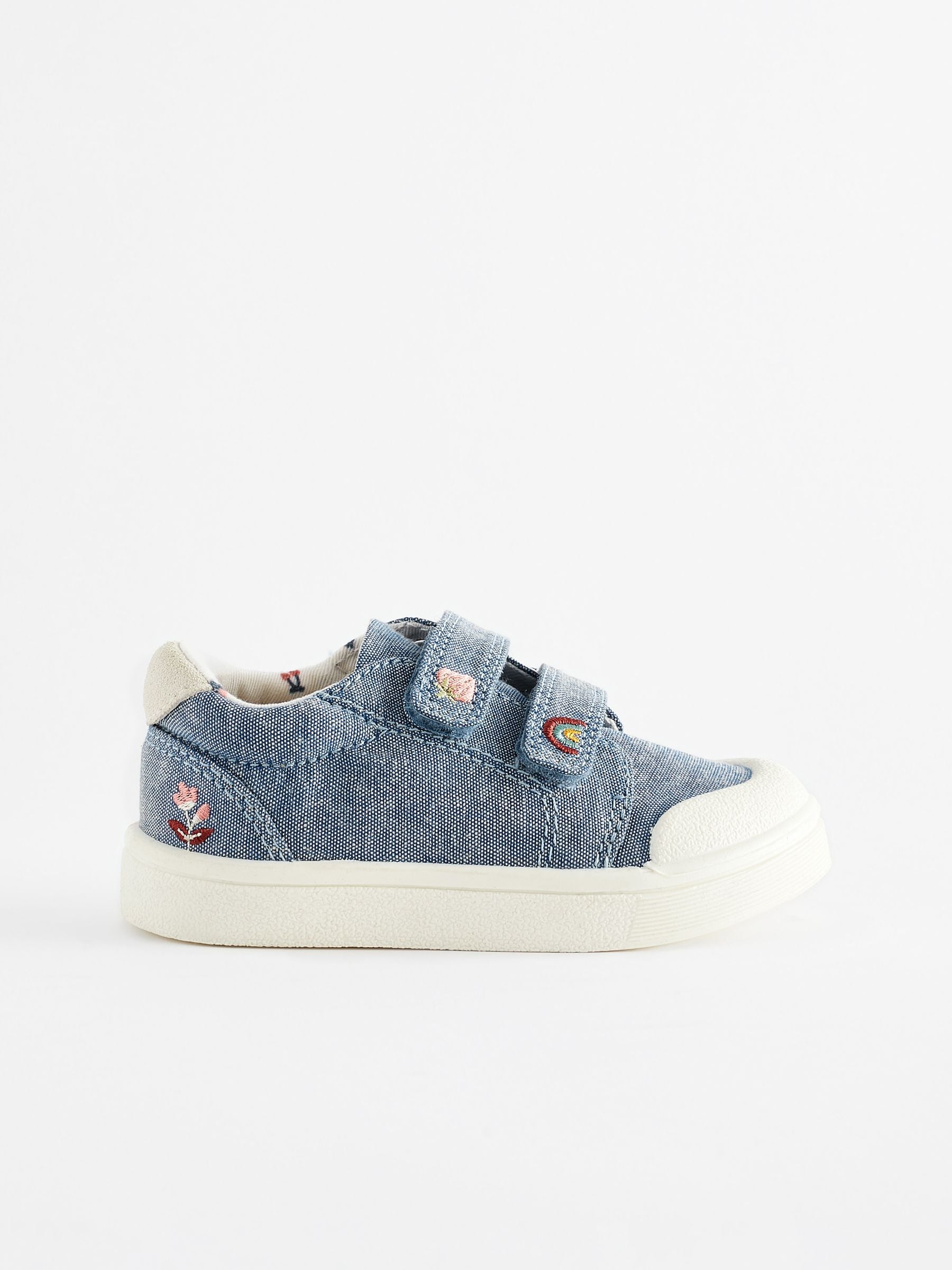 Blue Denim Wide Fit (G) Touch Fasten Strap Machine Washable Trainers