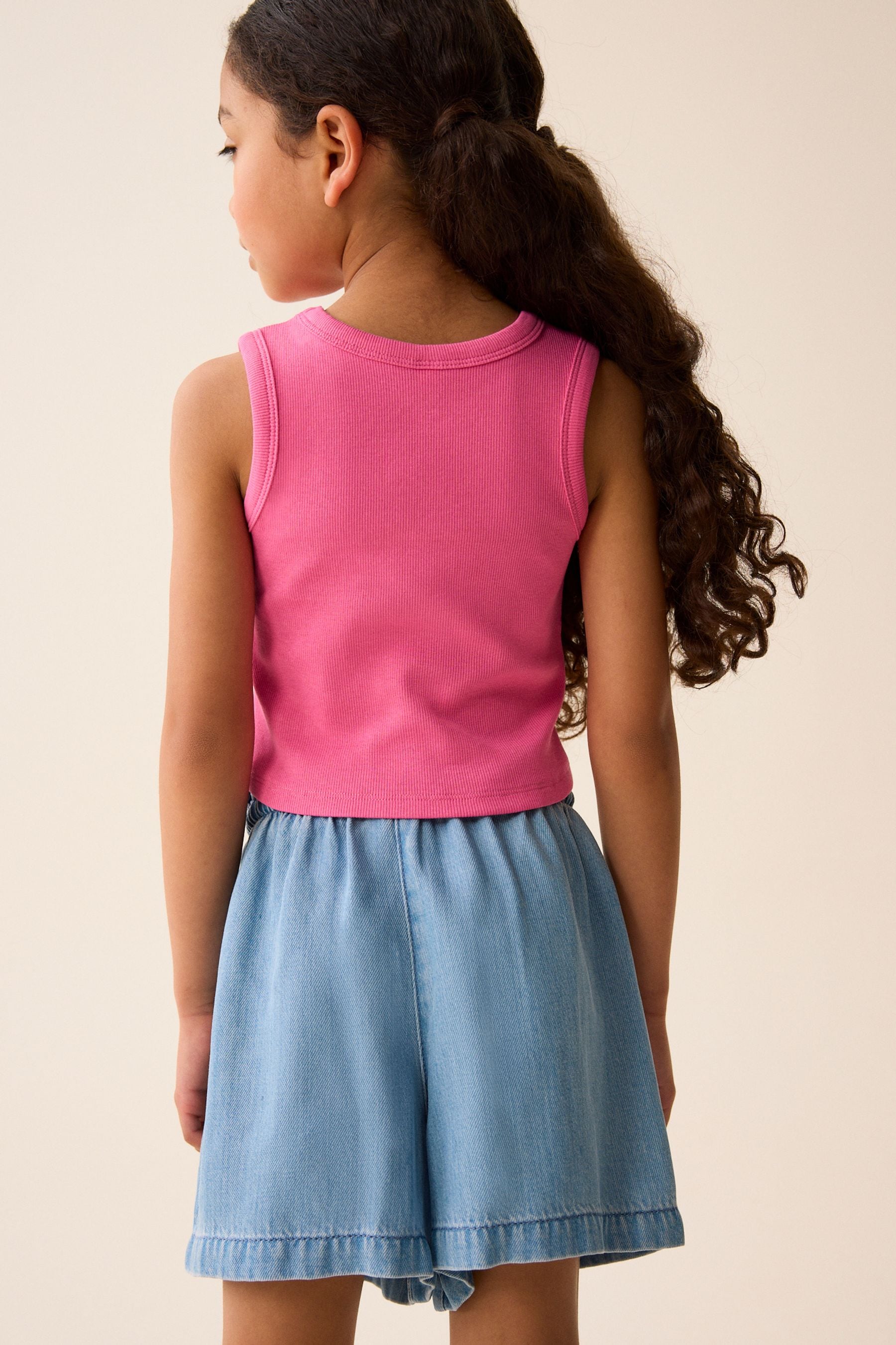 Pink Boxy Rib Vest (3-16yrs)