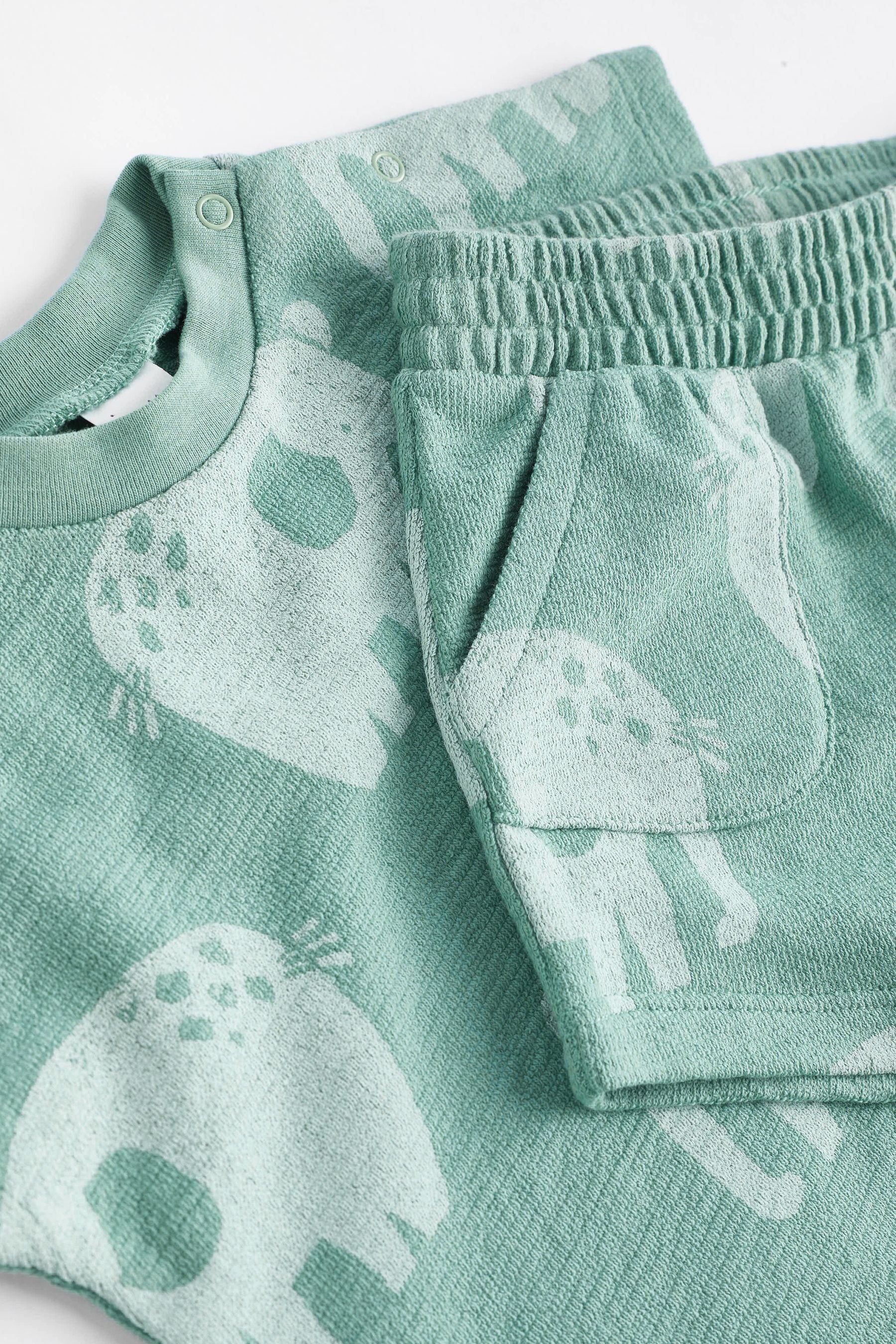 Teal Blue Elephant Baby T-Shirt And Shorts 2 Piece Set