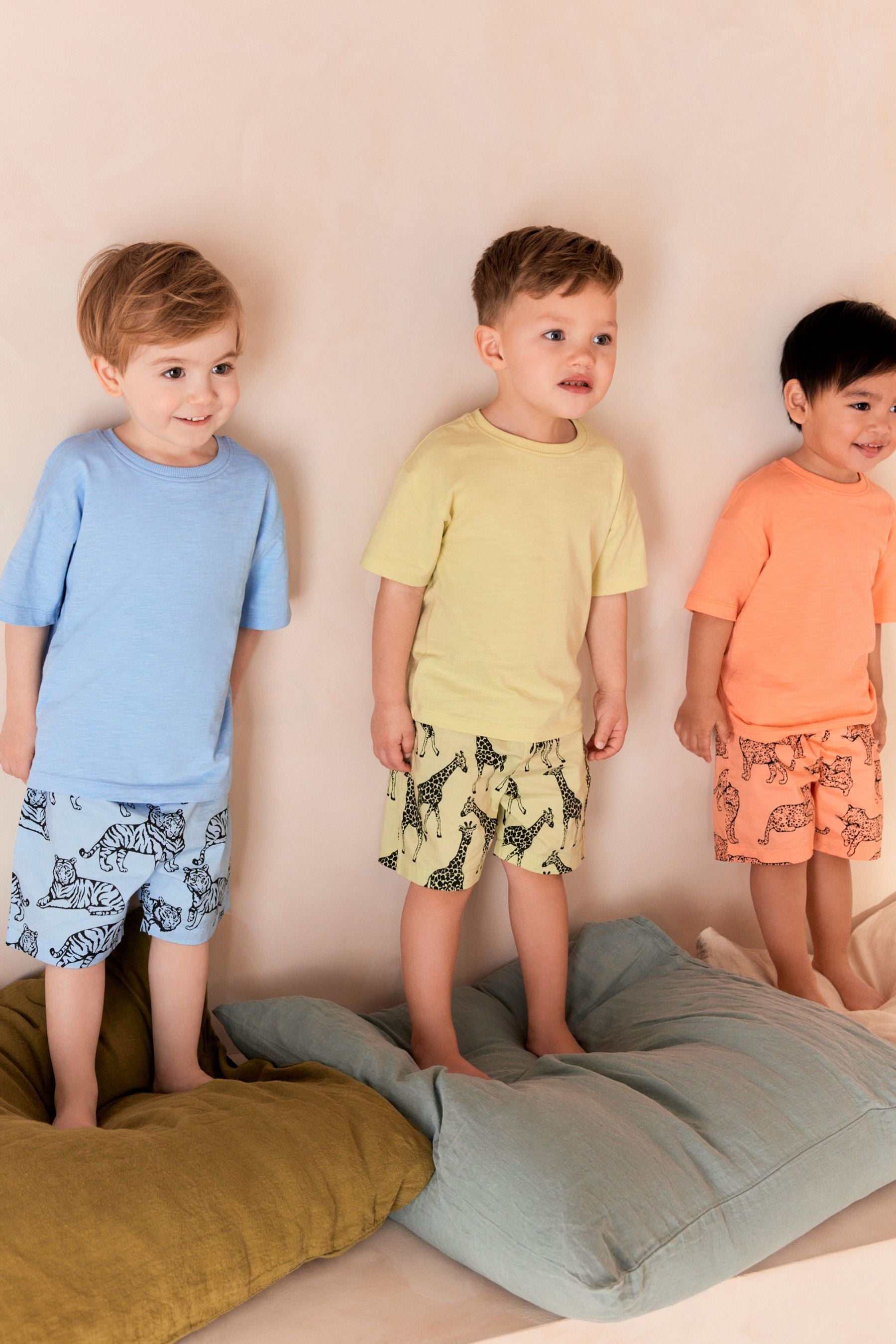 Multi Bright Dino Short Woven Bottoms Pyjamas 3 Pack (9mths-12yrs)