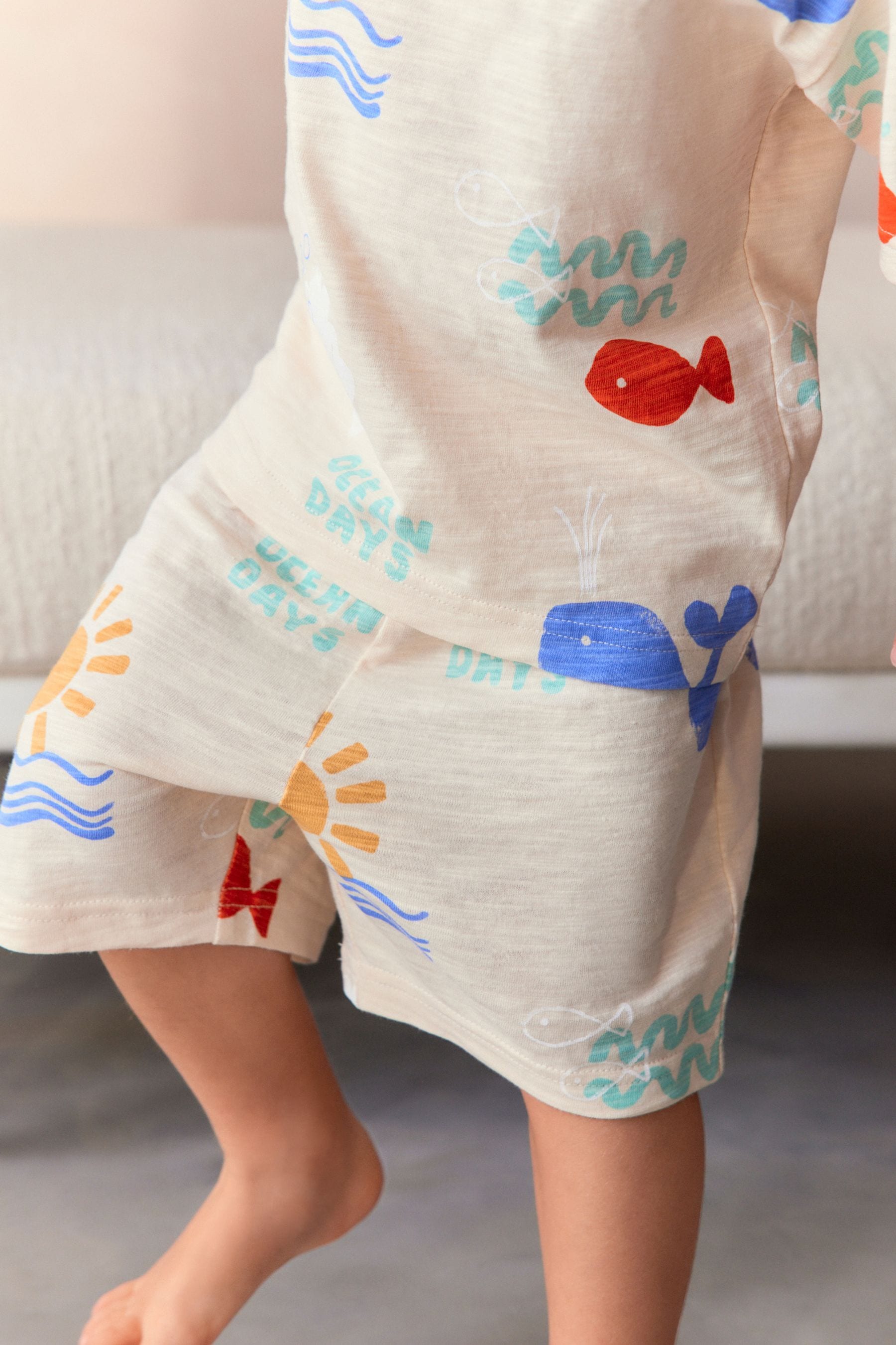 Blue/Cream/Green Whale Short Pyjamas 3 Pack (9mths-12yrs)