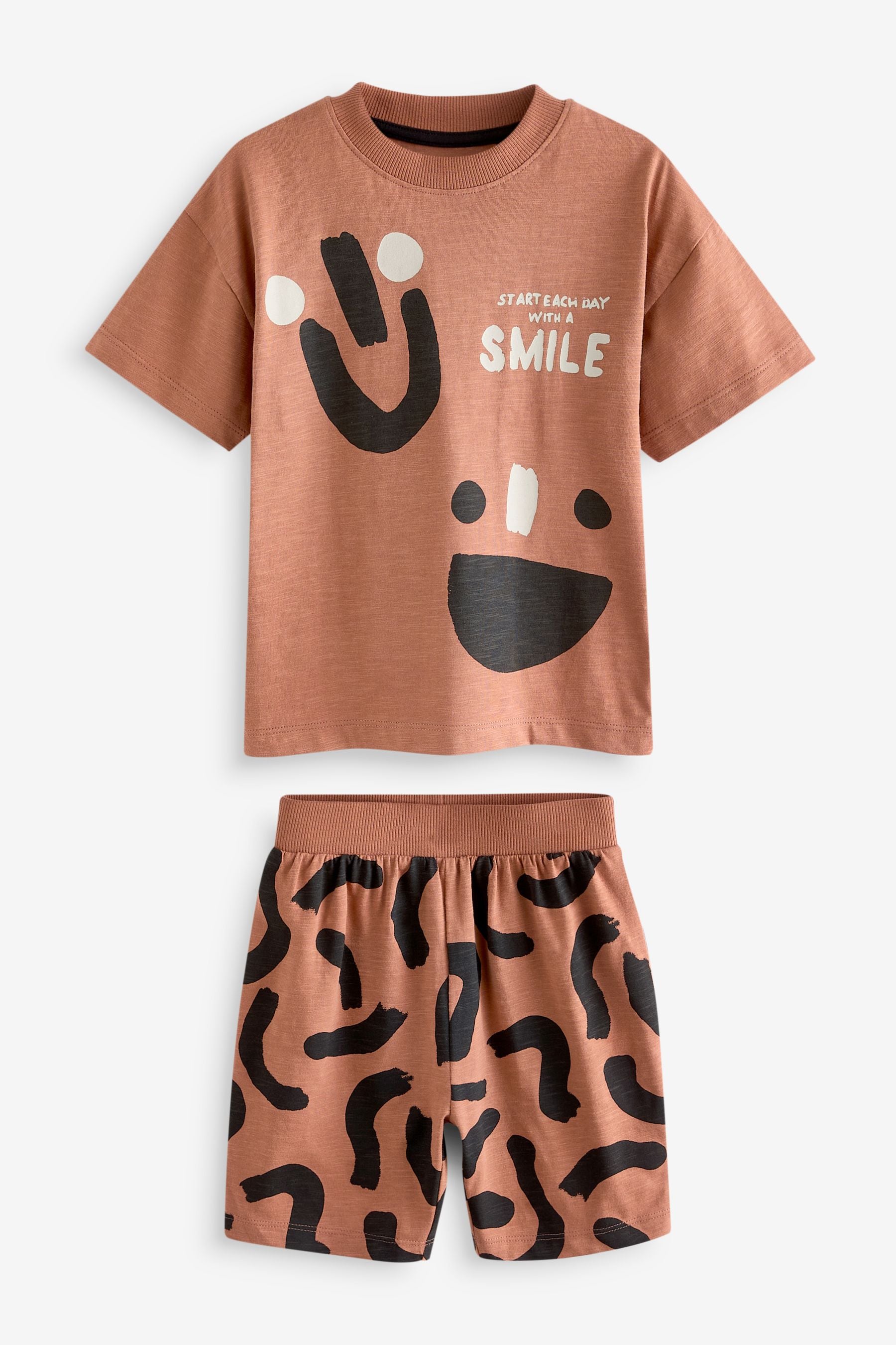 Black/Tan Smile Short Pyjamas 3 Pack (9mths-12yrs)