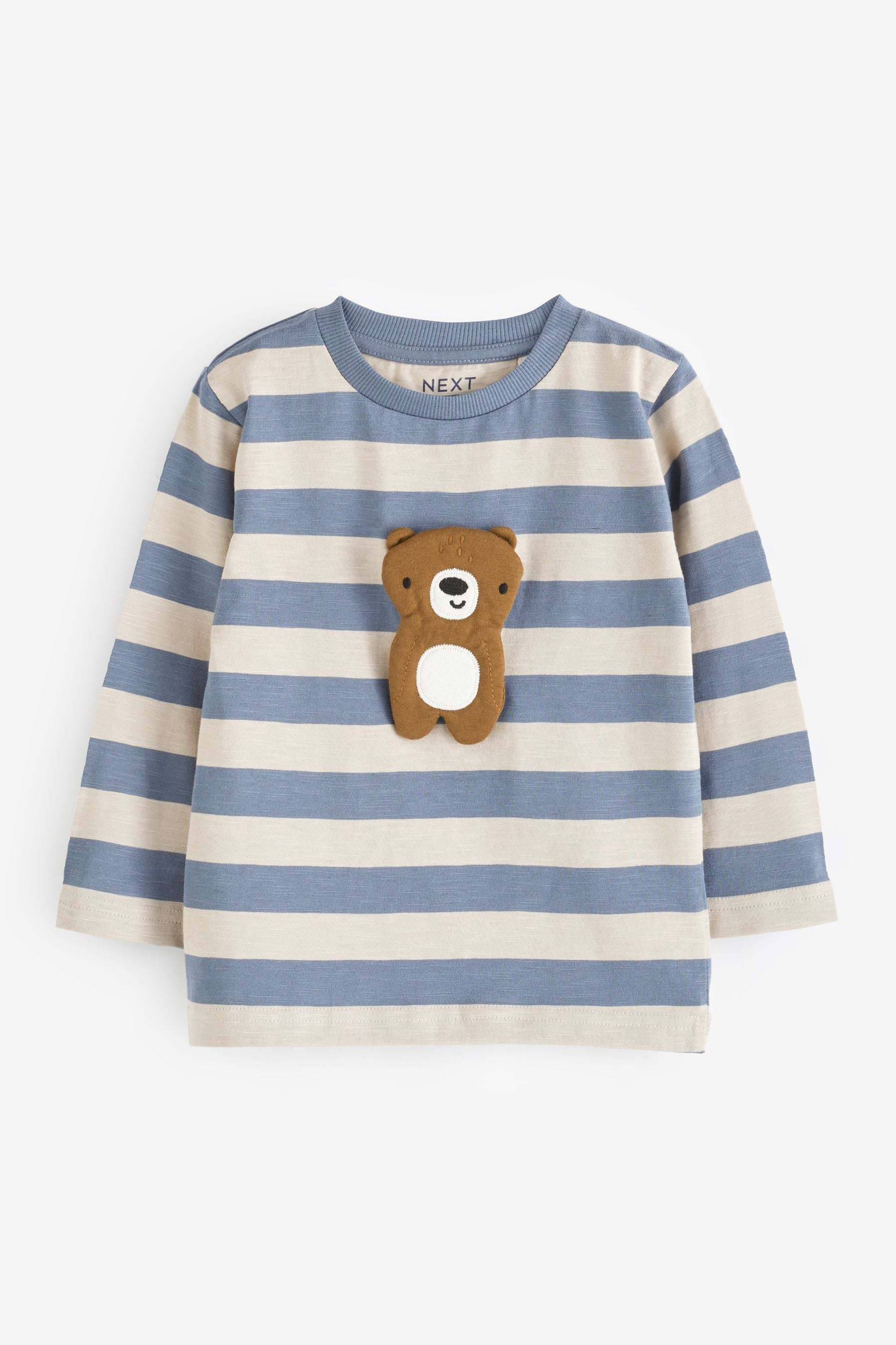 Blue Stripe Bear Long Sleeve Character T-Shirt (3mths-7yrs)