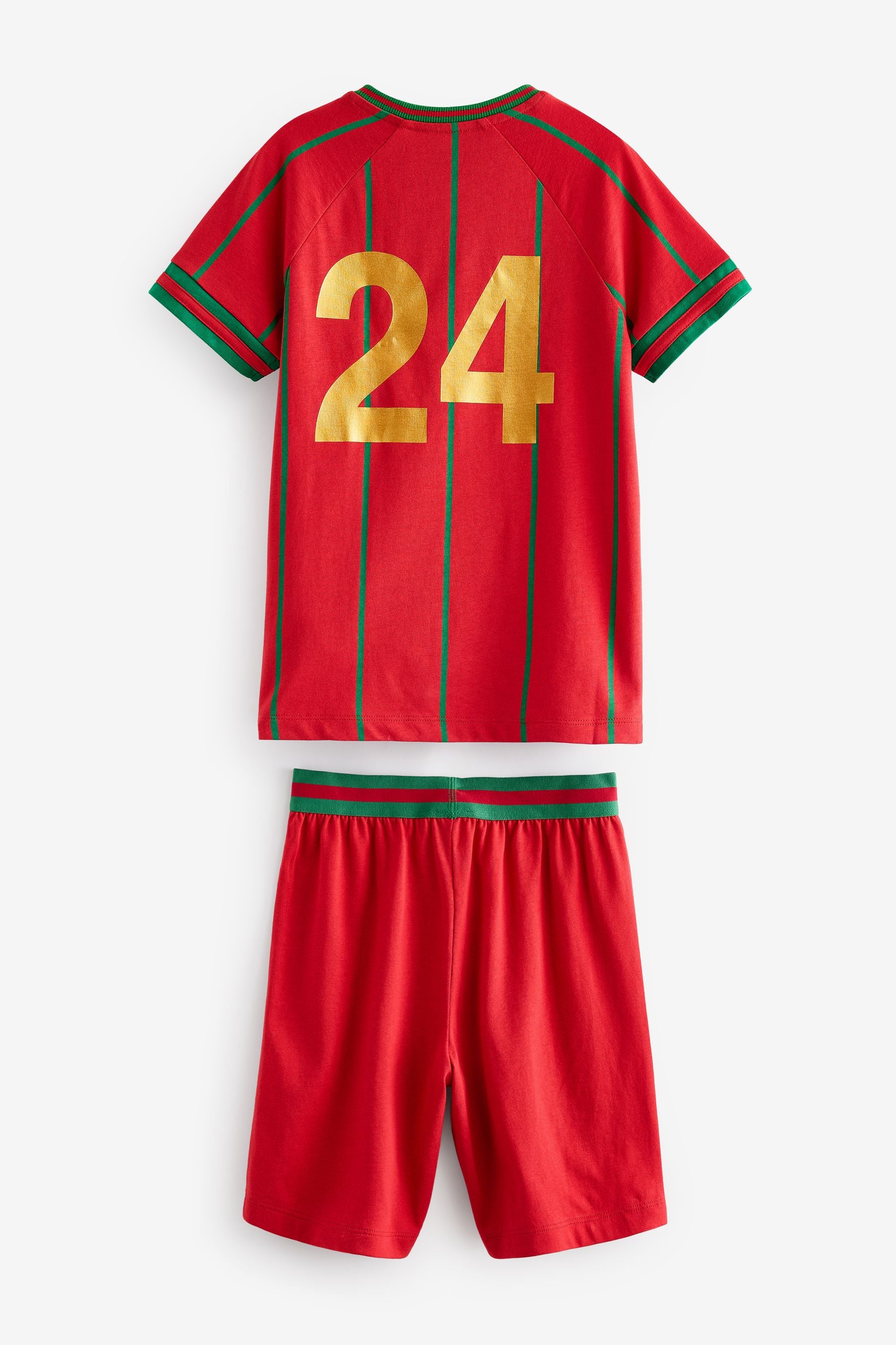 Red/Green Portugal Football Short Pyjamas Set (4-14yrs)