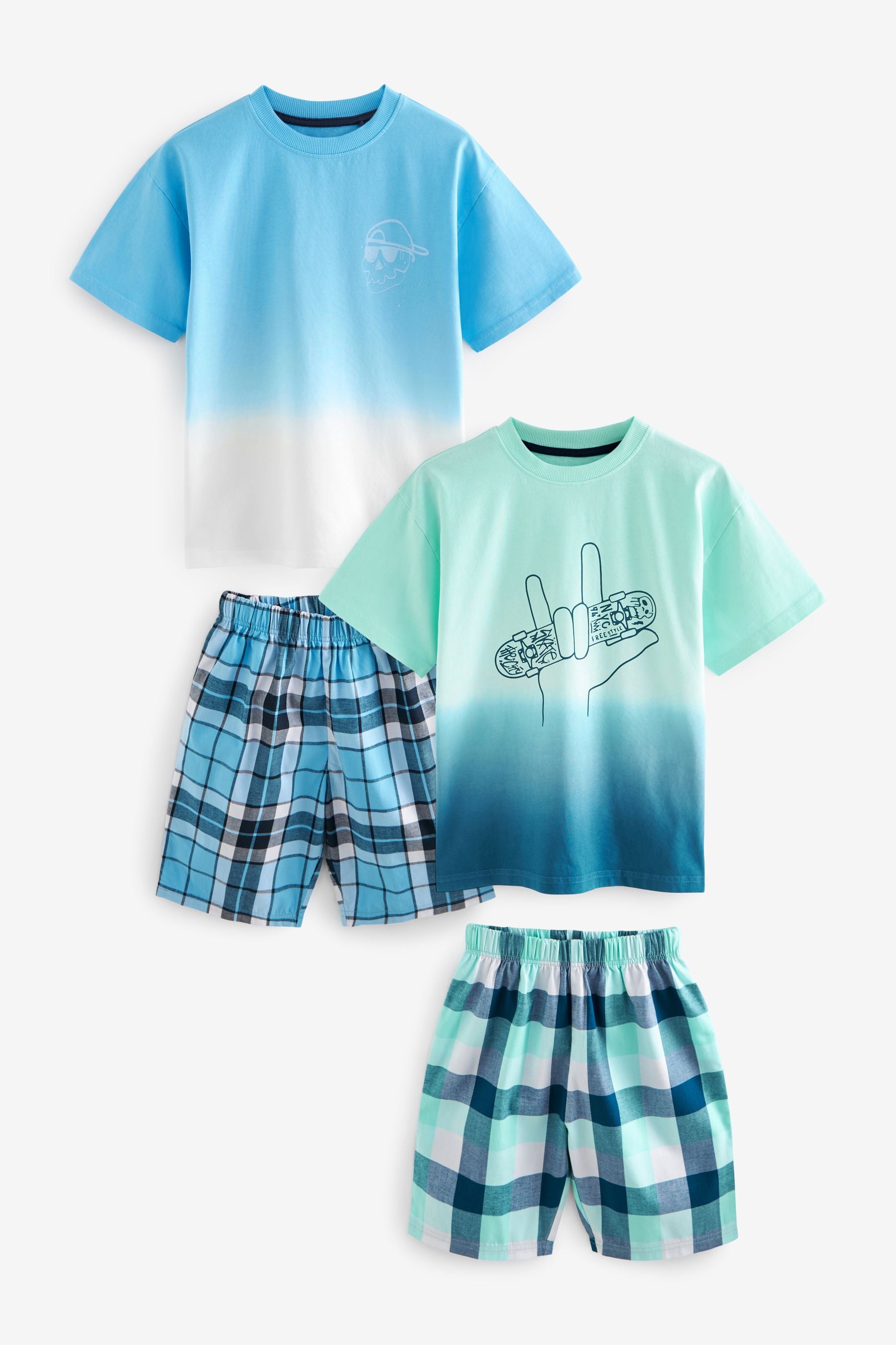 Blue Dip Dye Graphic Short Woven Bottom Pyjamas 2 Pack (3-16yrs)